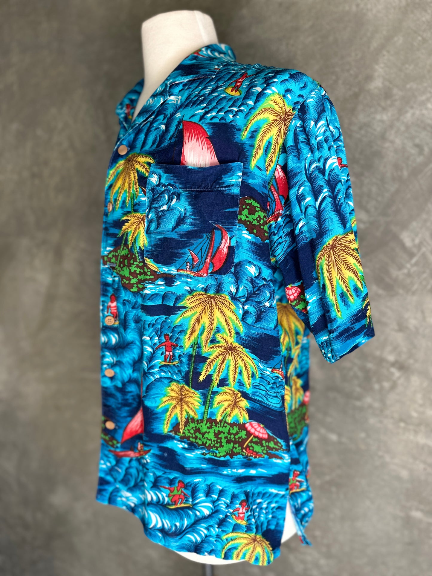 Bright Blue Short Sleeve Hawaiian Shirt