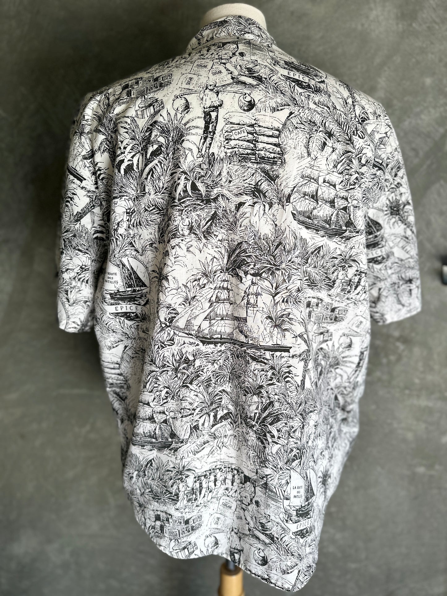 Short Sleeve Black & White Ship Shirt