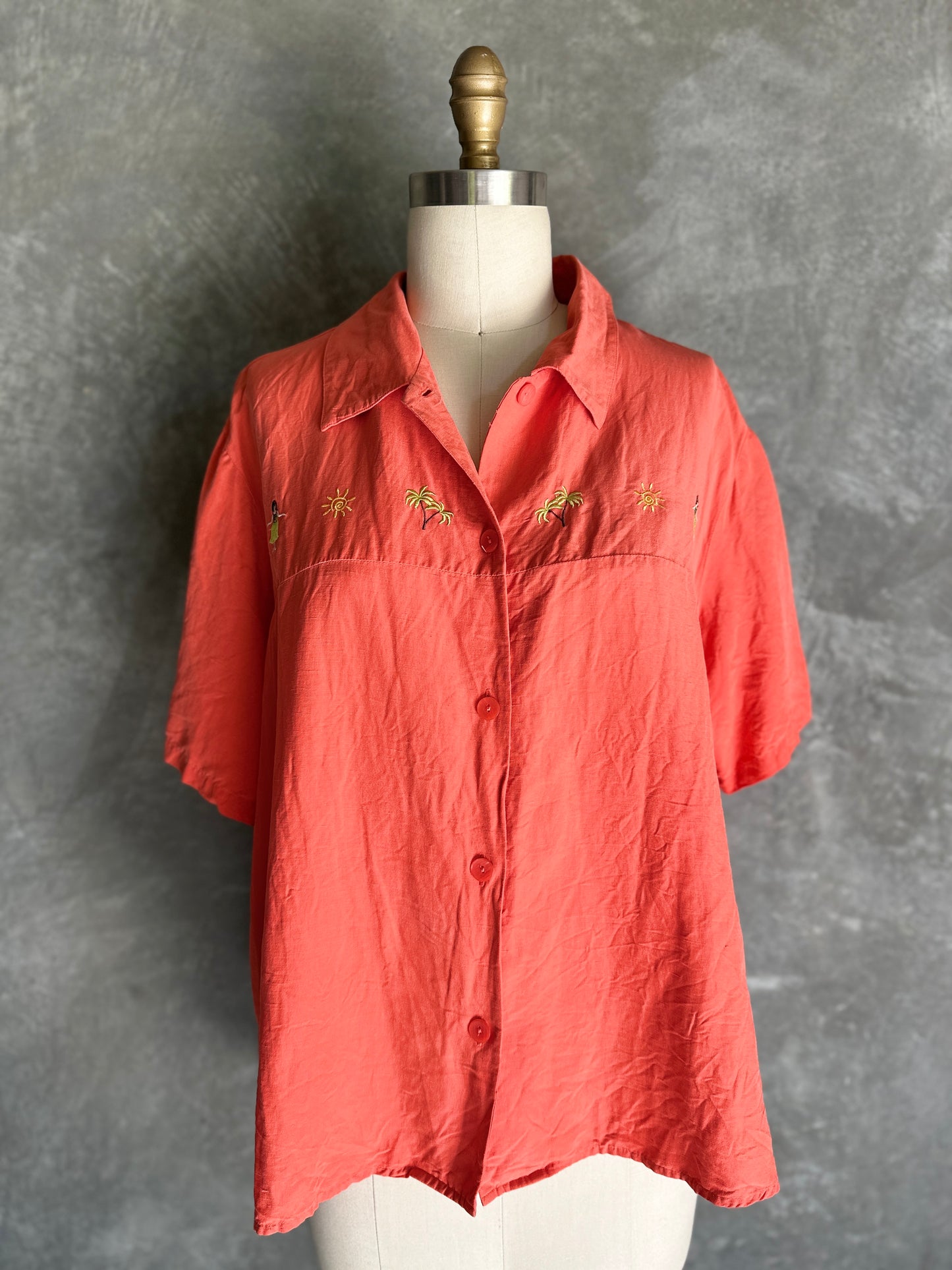 Hula Girl Short Sleeve Dress Shirt