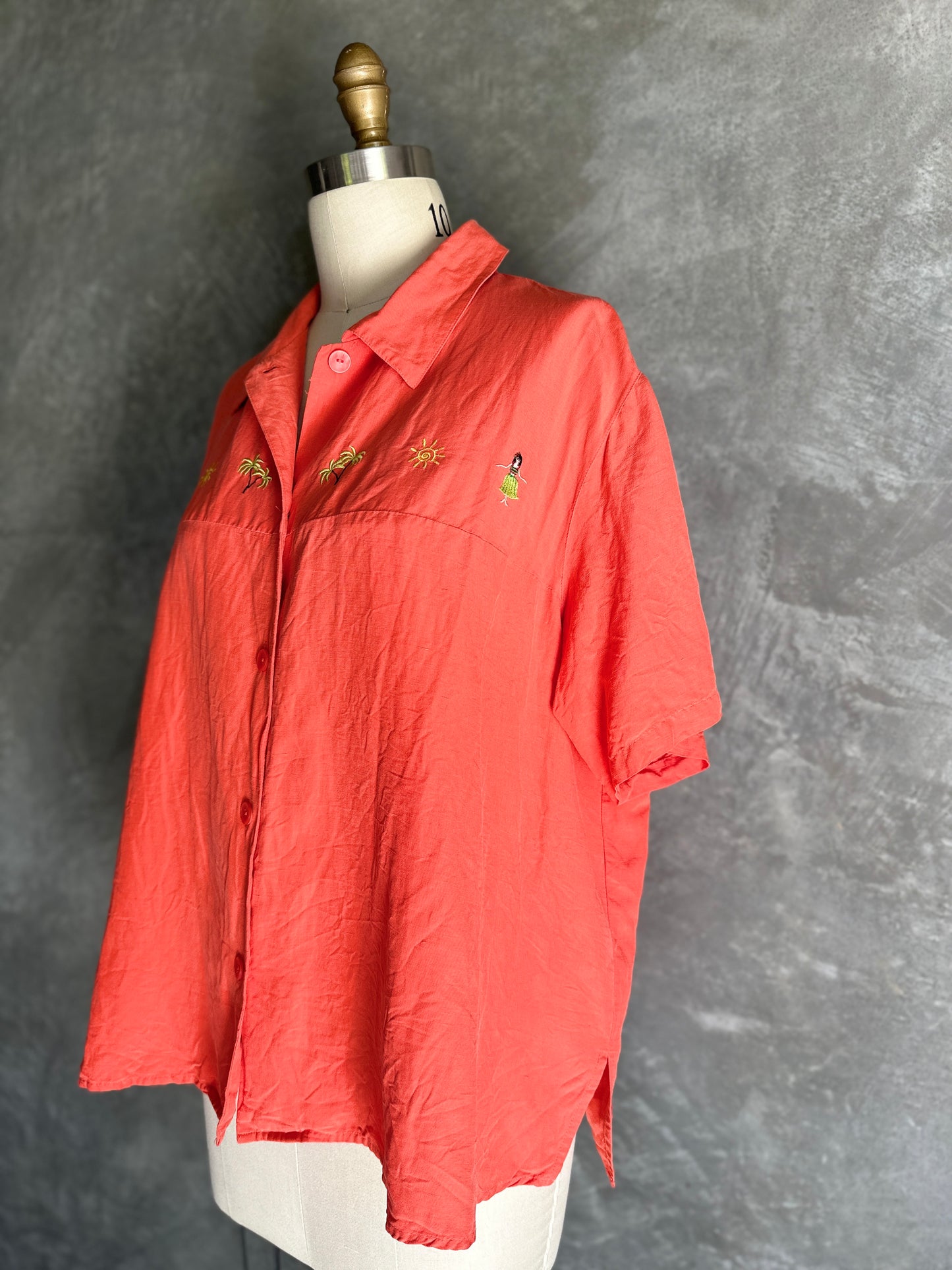 Hula Girl Short Sleeve Dress Shirt