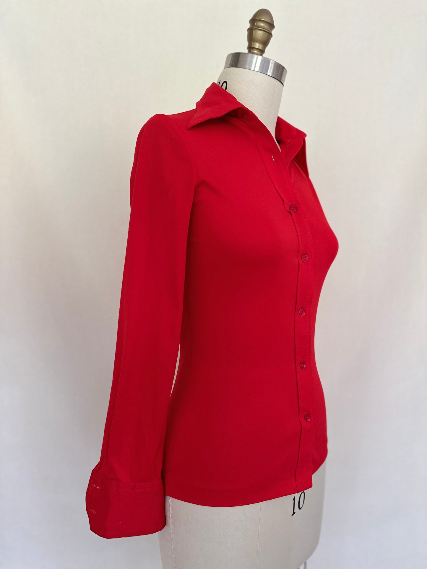 Cherry Red Fitted Blouse