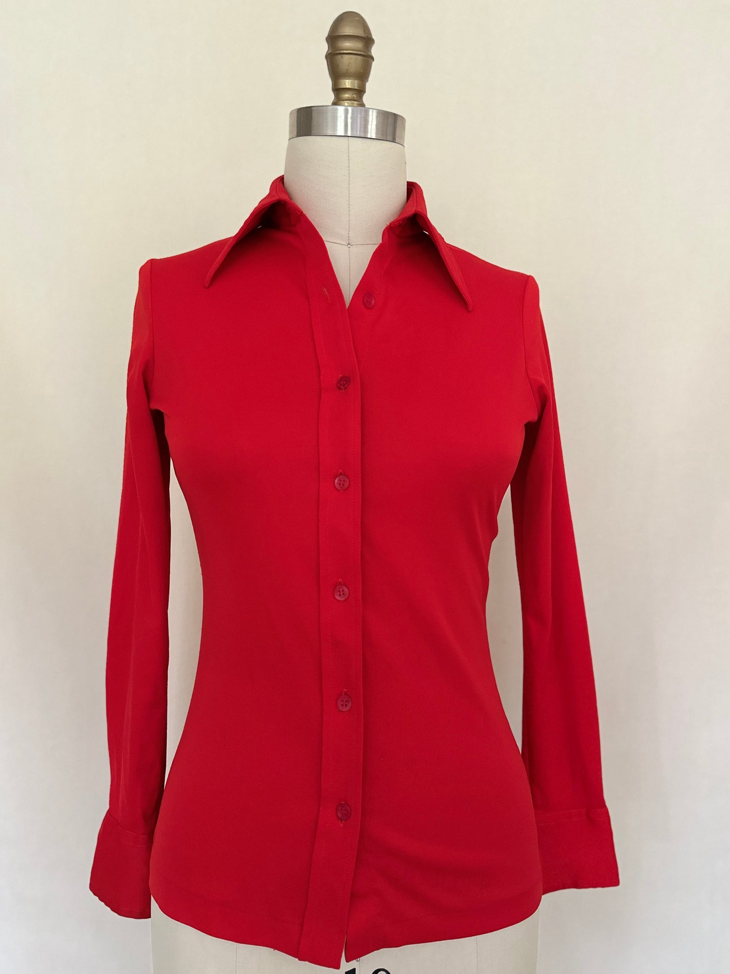 Cherry Red Fitted Blouse