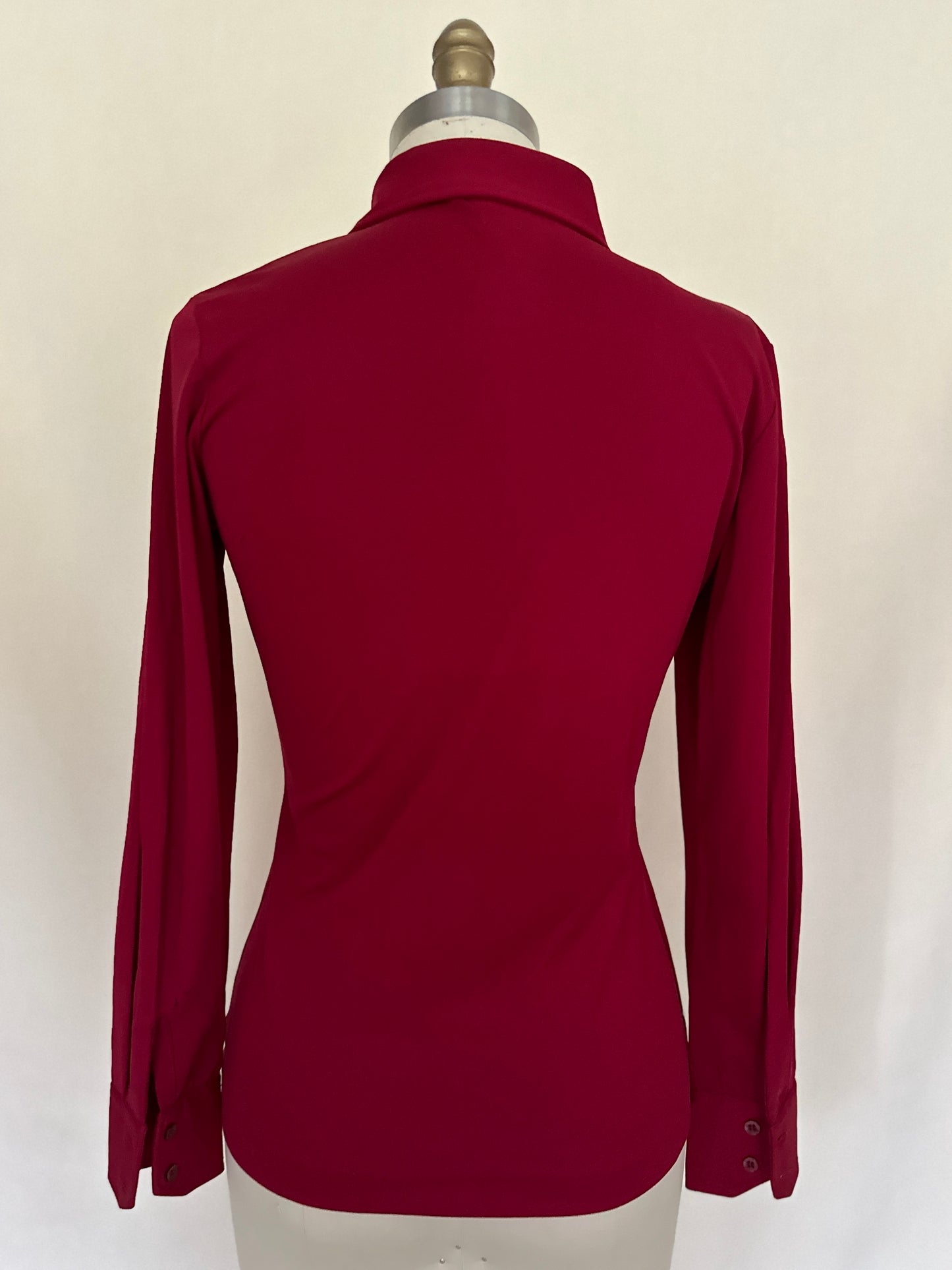 Maroon Wide Collar Fitted Blouse