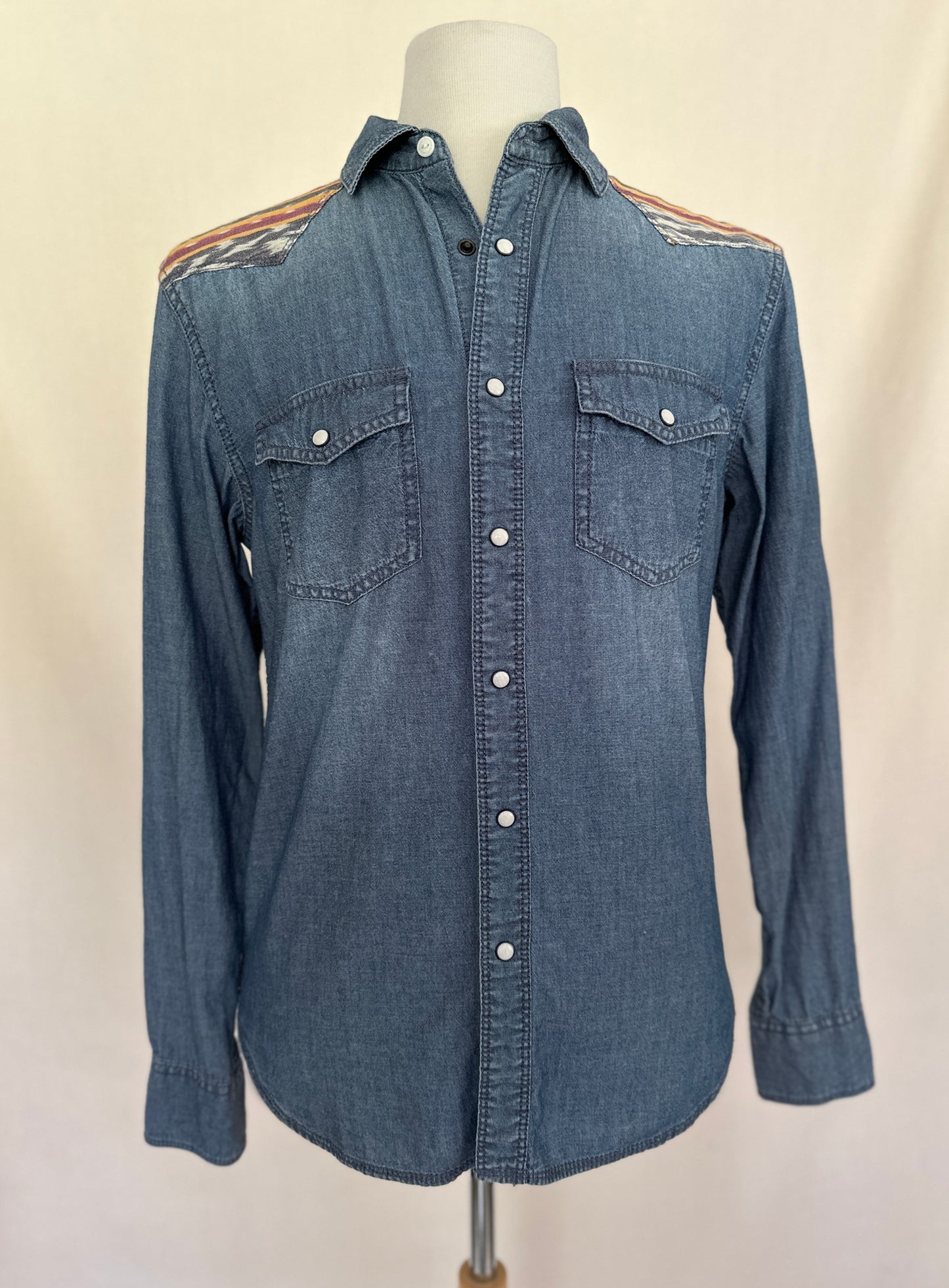 Arizona Jeans Denim Ikat Western Shirt