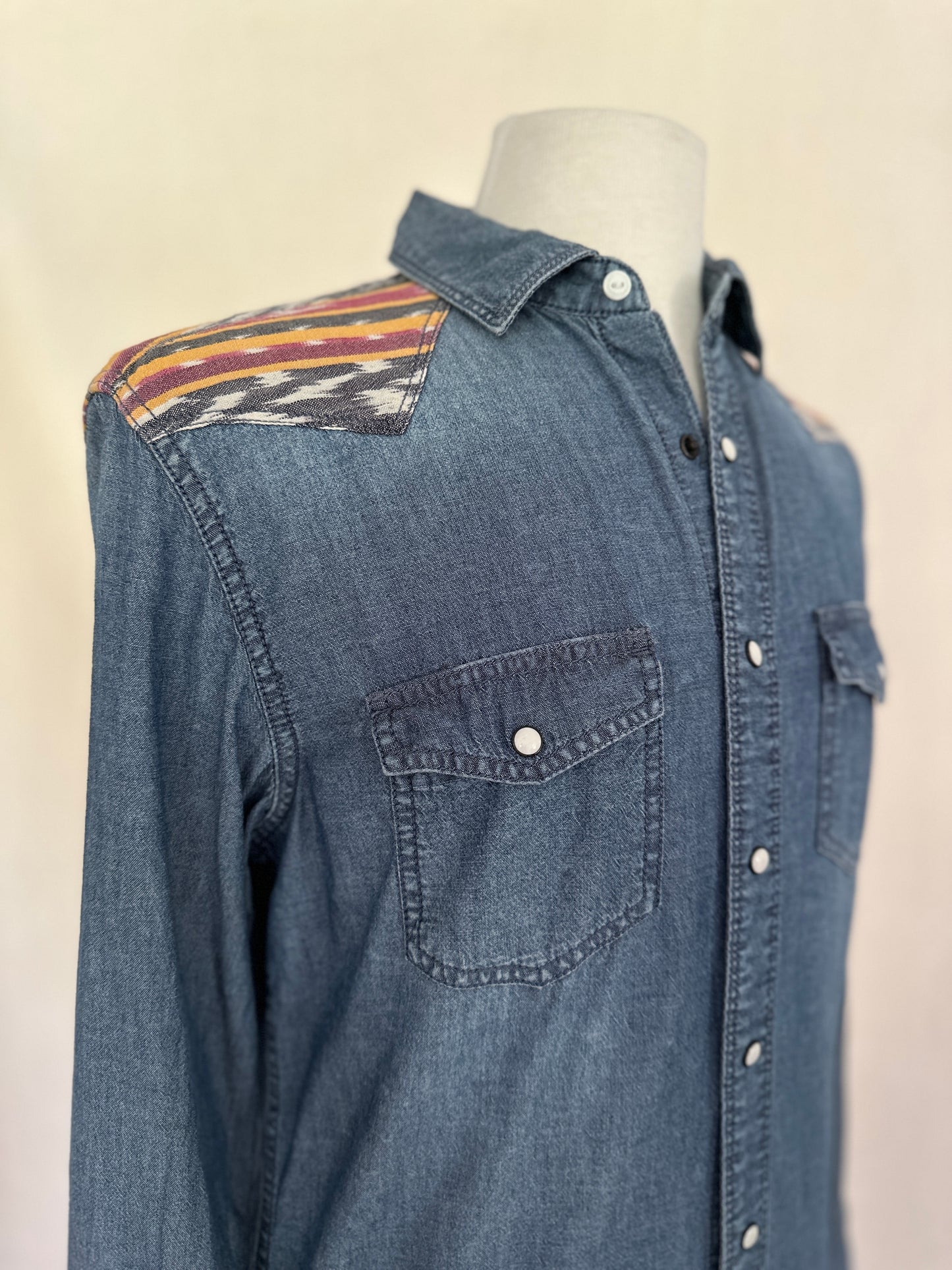 Arizona Jeans Denim Ikat Western Shirt