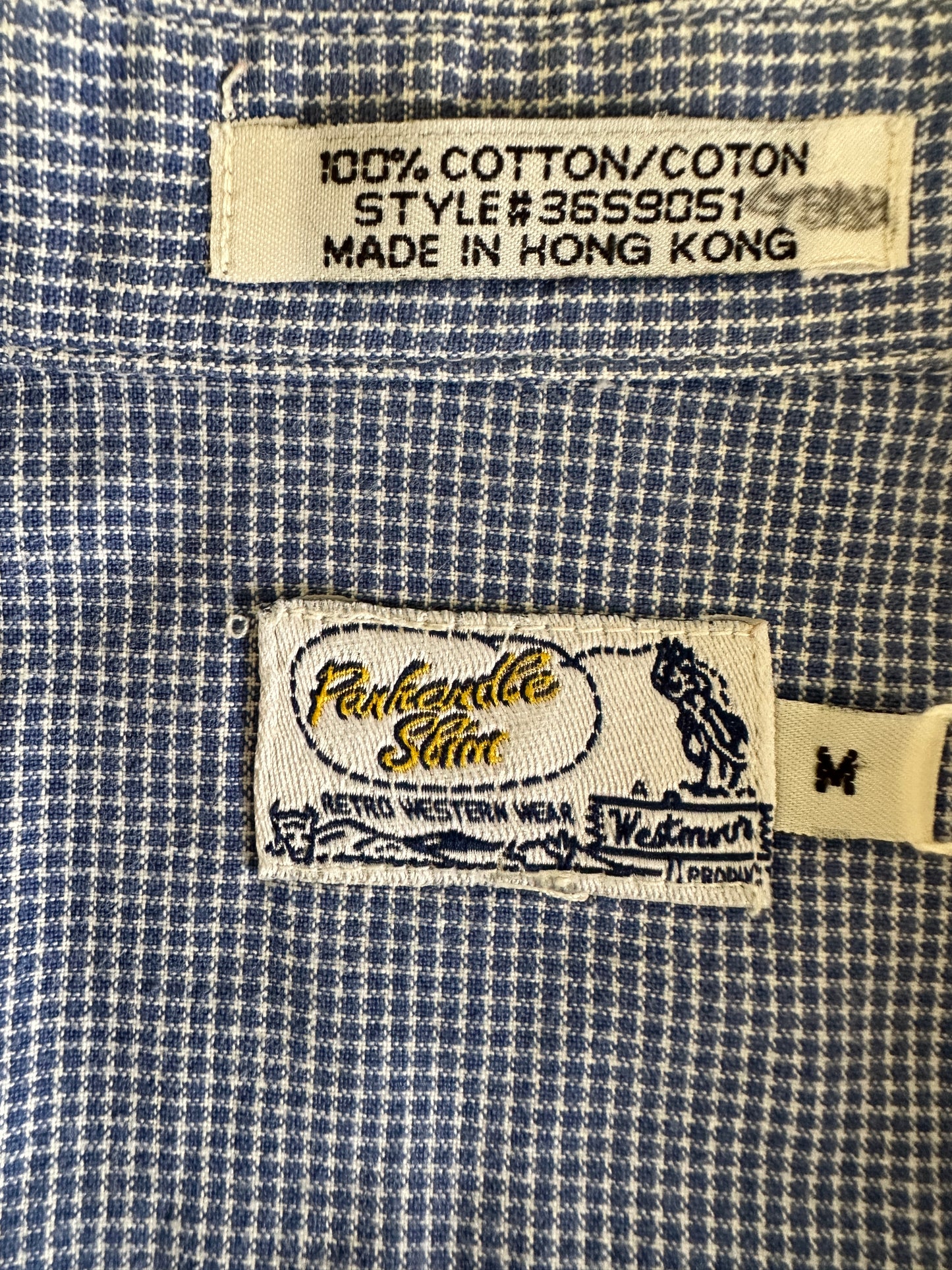 Parkandle Slim Blue and White Check Snap Western Shirt