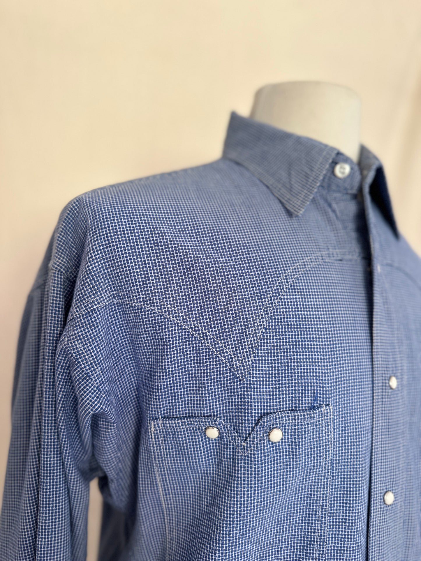 Parkandle Slim Blue and White Check Snap Western Shirt