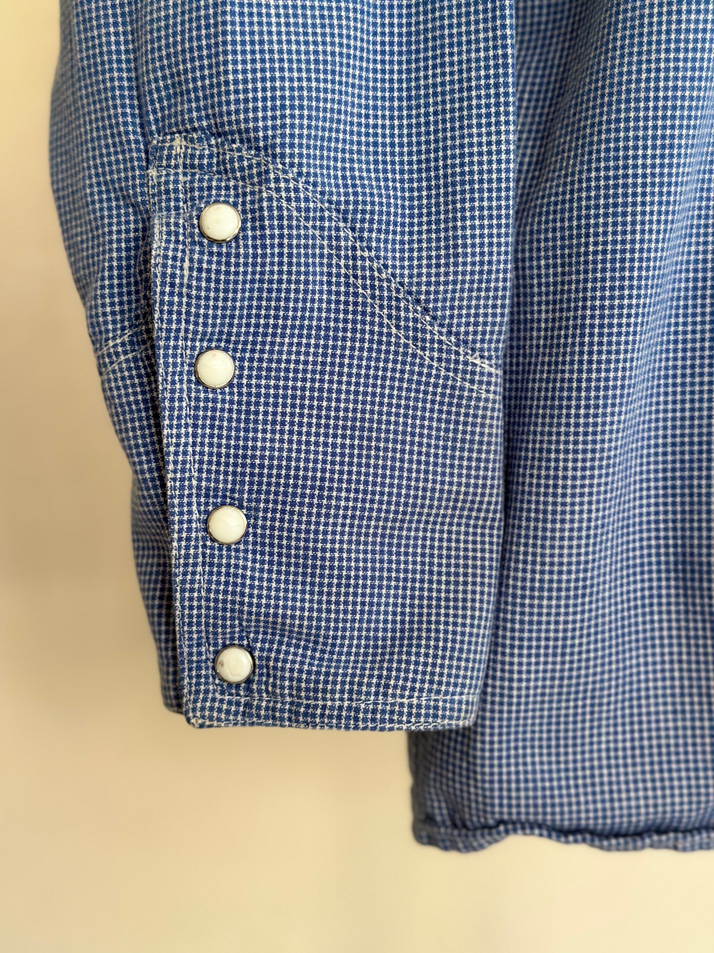 Parkandle Slim Blue and White Check Snap Western Shirt