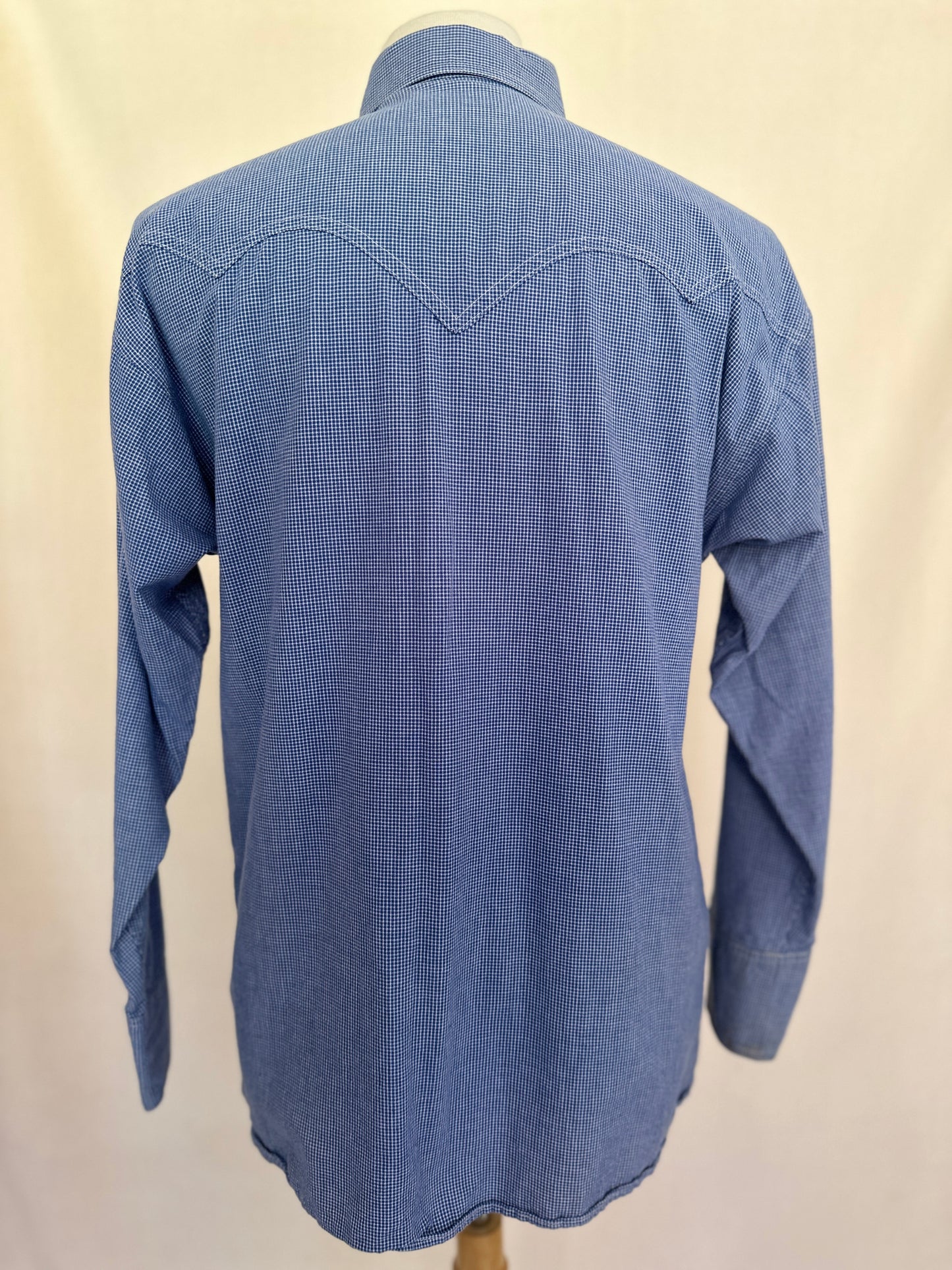 Parkandle Slim Blue and White Check Snap Western Shirt