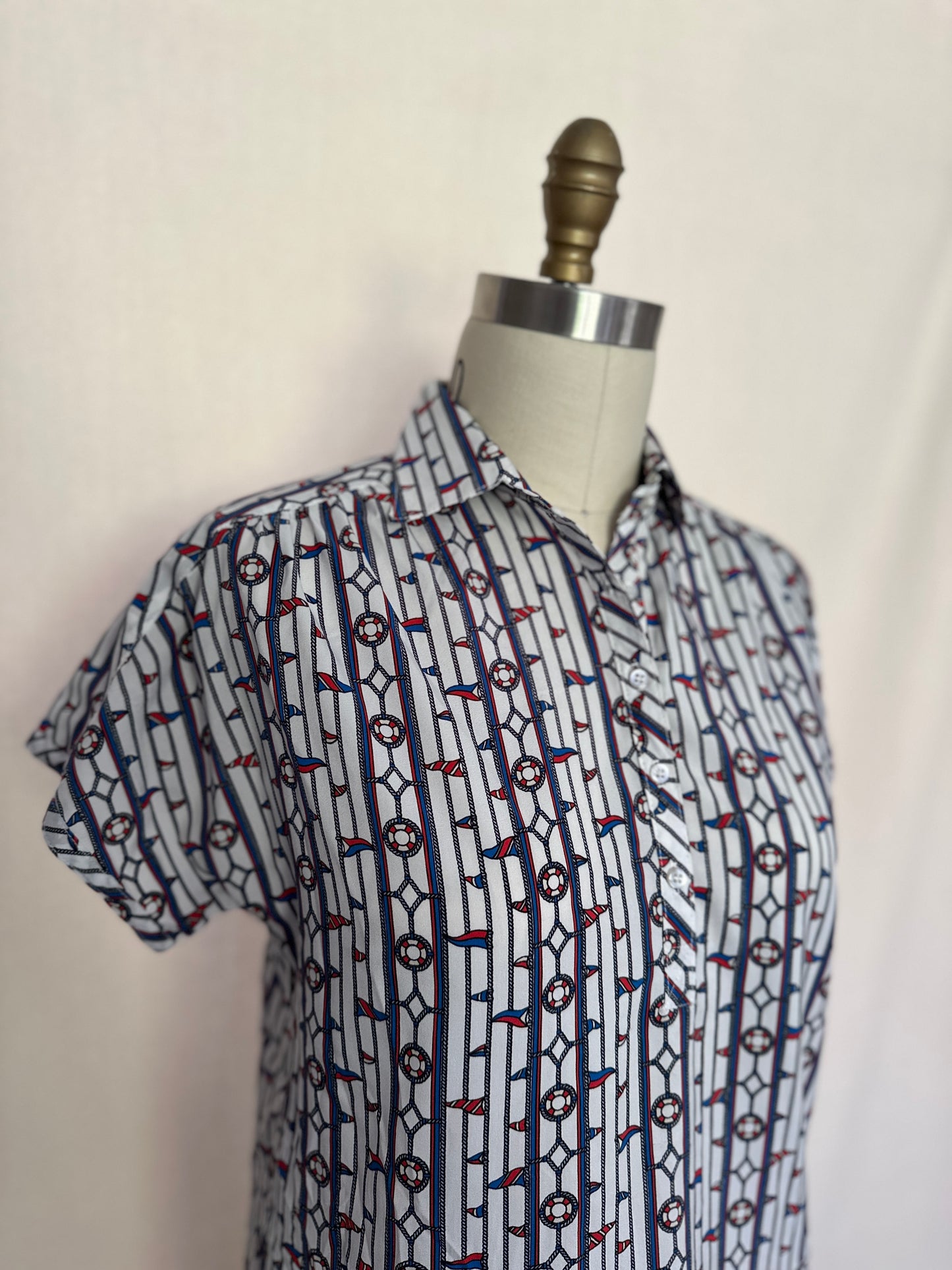 Nautical Stripe Short Sleeve Blouse