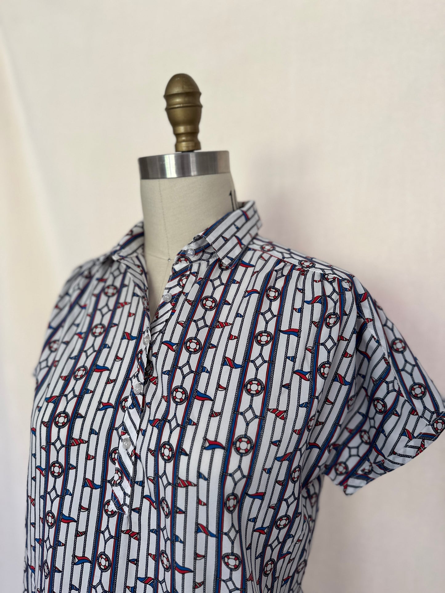 Nautical Stripe Short Sleeve Blouse