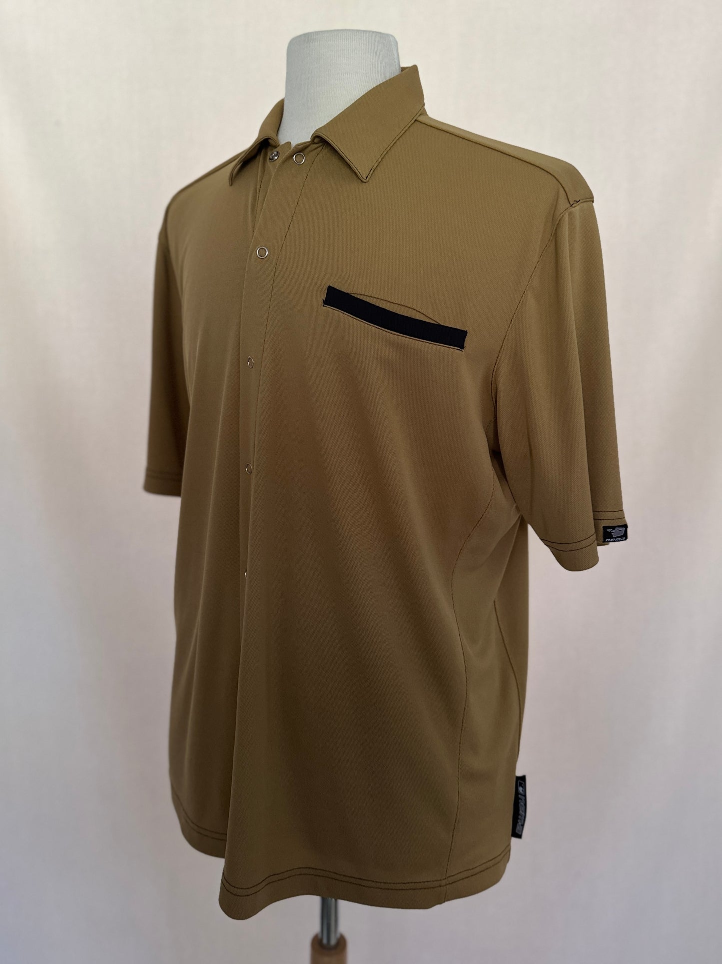 Brown Short Sleeve Snap Up