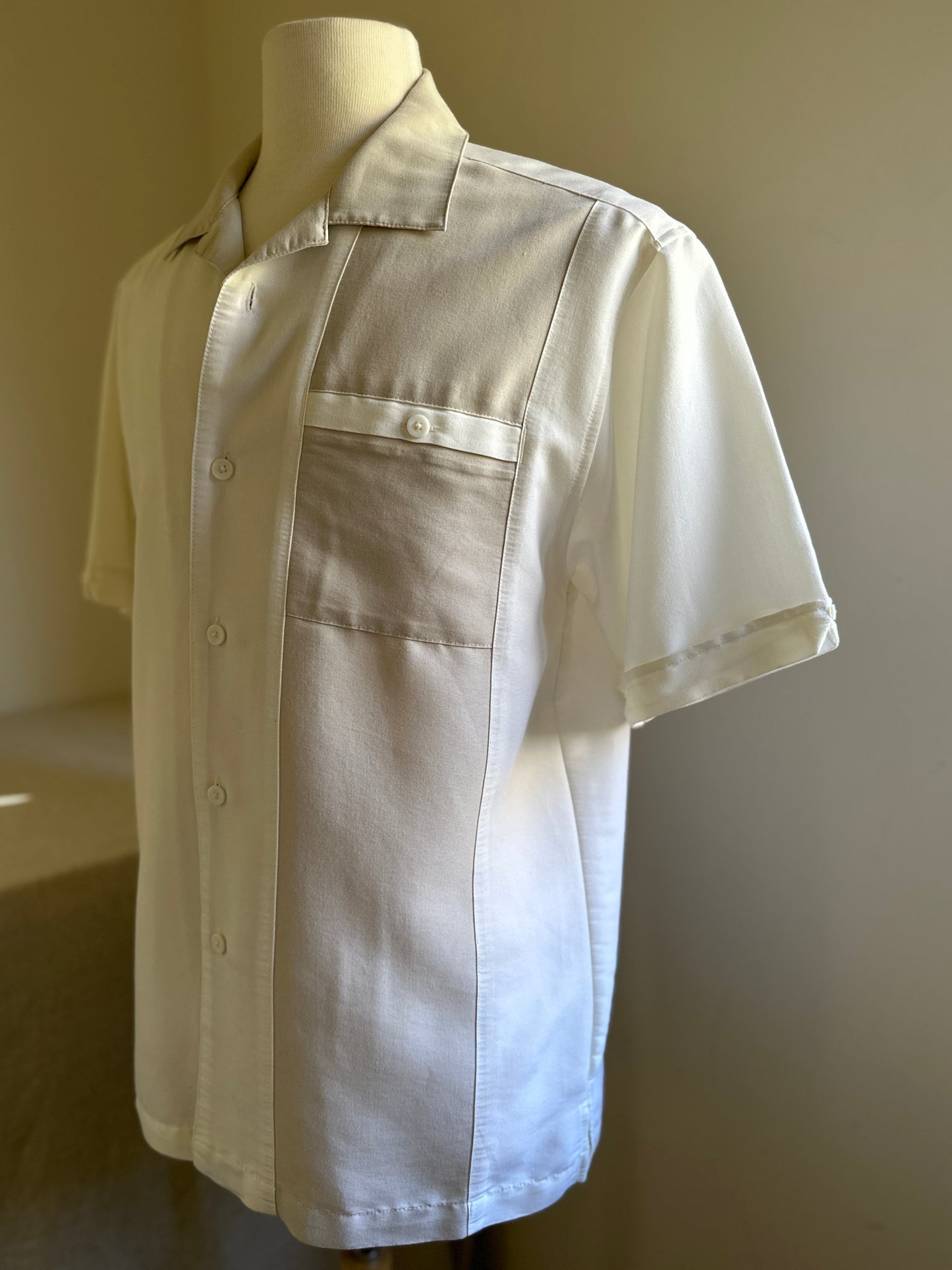 Cream Short Sleeve Leisure Shirt
