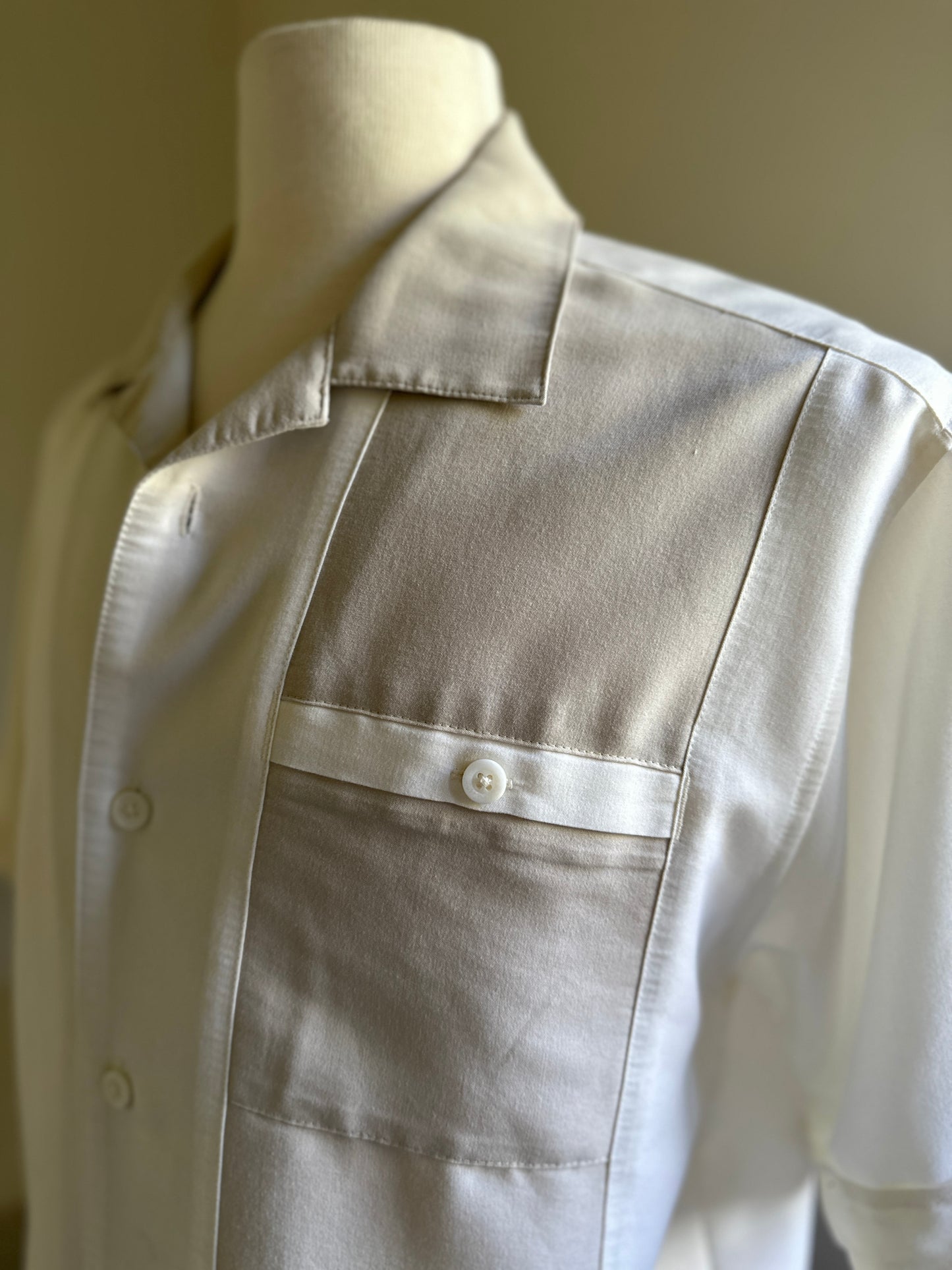 Cream Short Sleeve Leisure Shirt