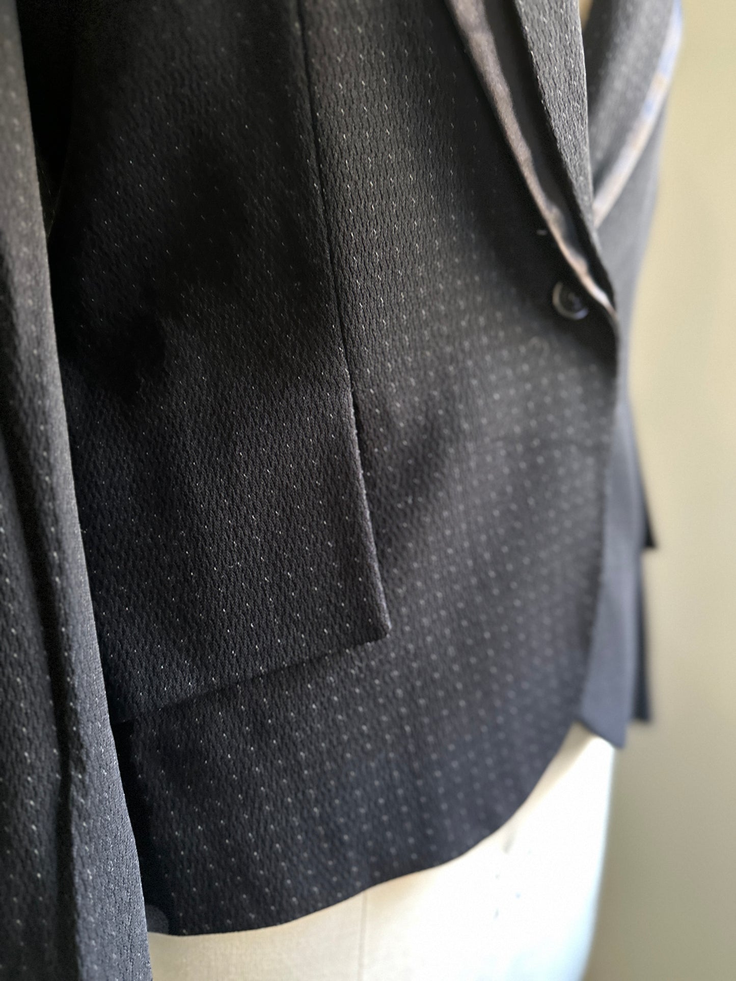 Black Wool Blazer with Silk Lapel