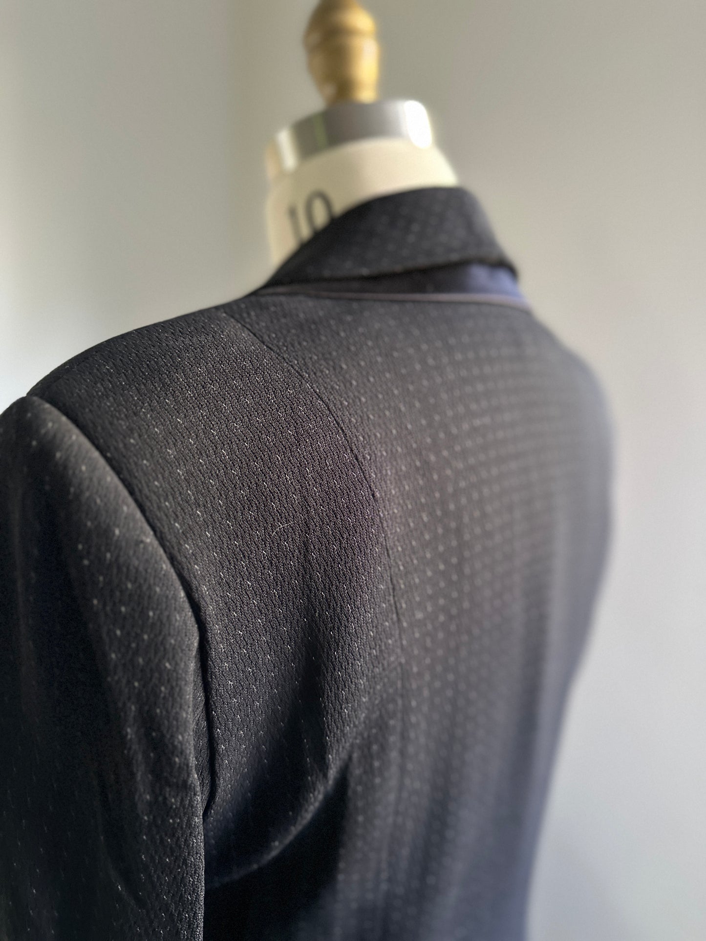 Black Wool Blazer with Silk Lapel