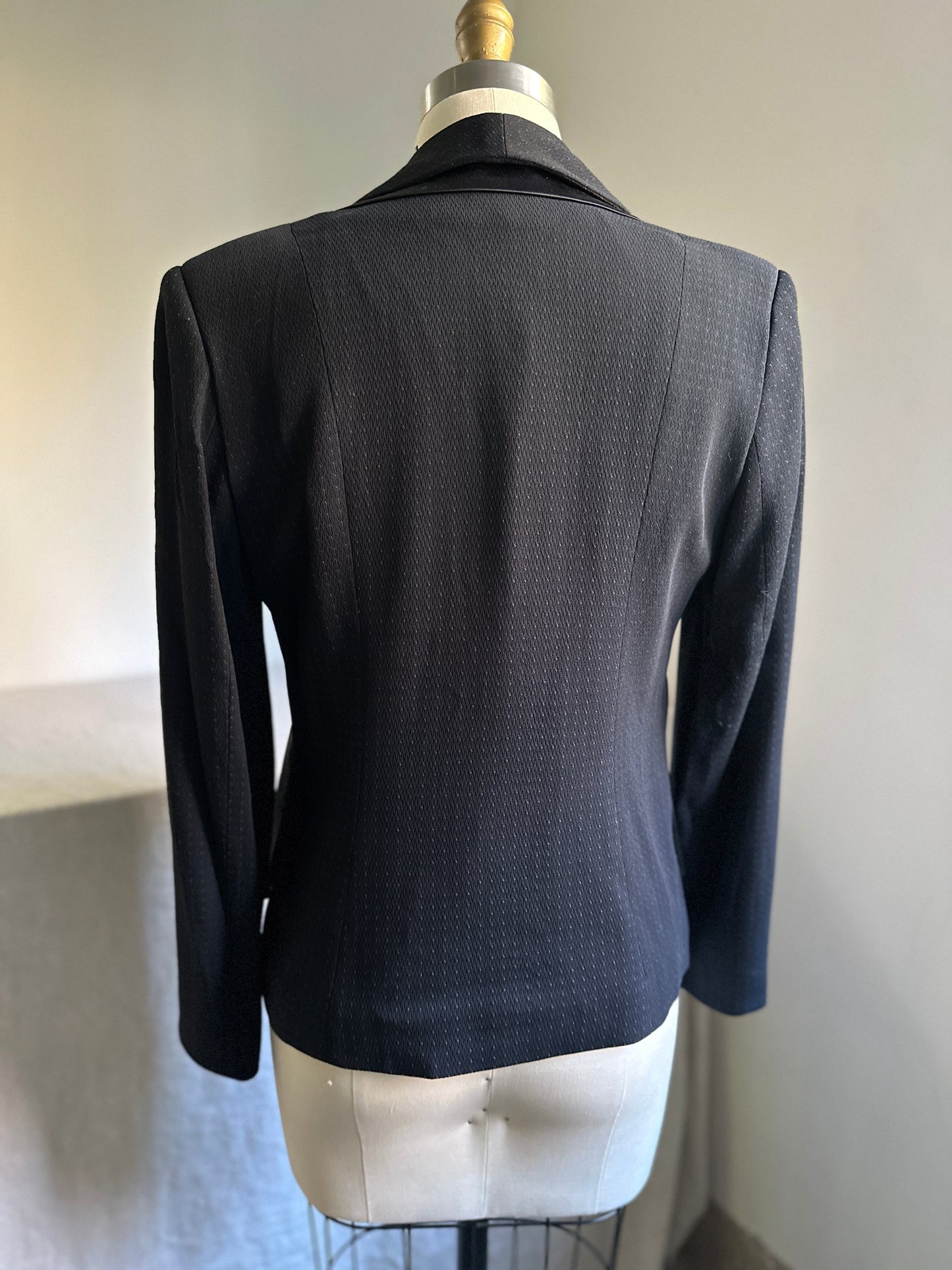Black Wool Blazer with Silk Lapel