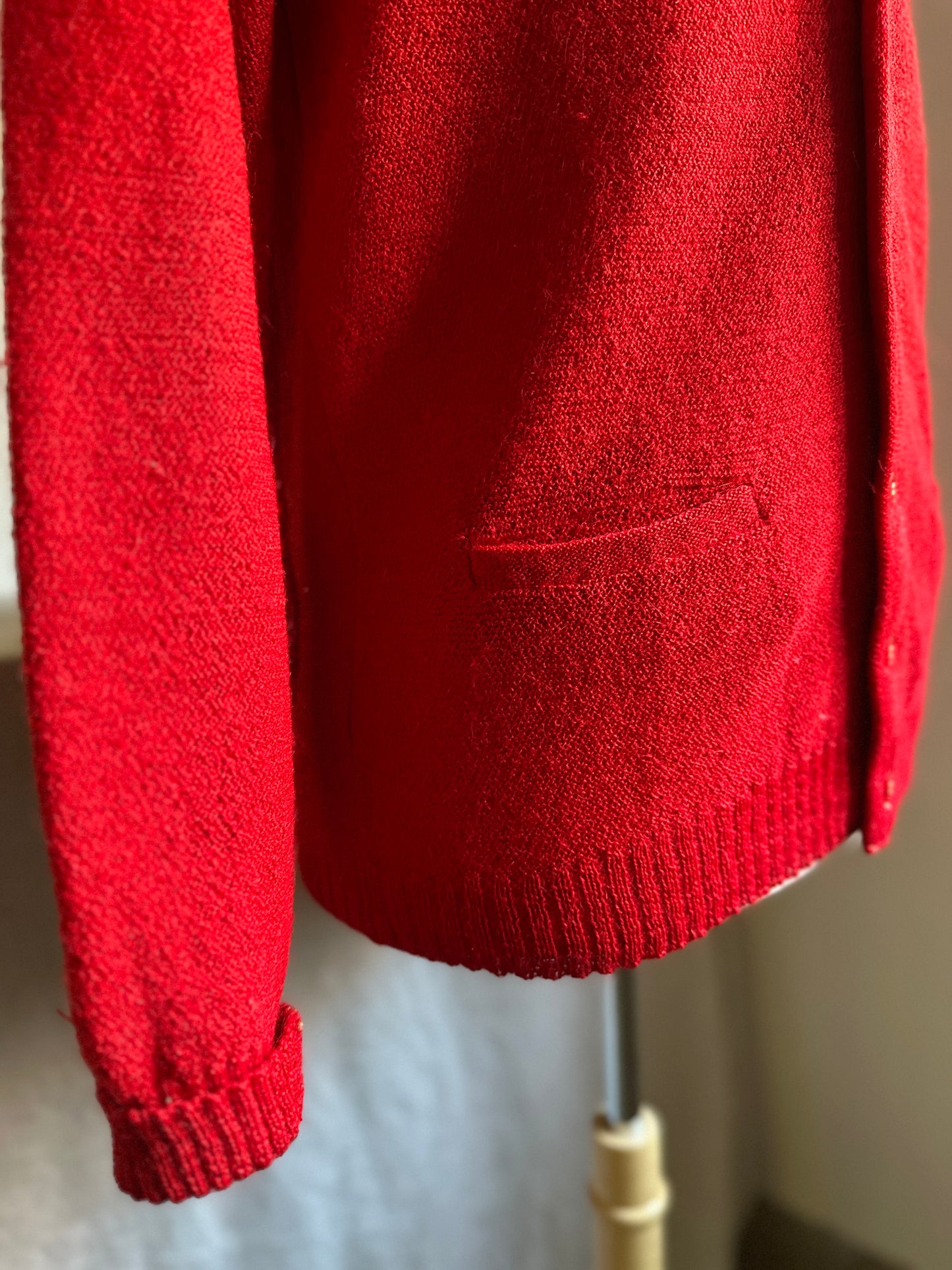 Classic Deep Red Button Up Golf Cardigan