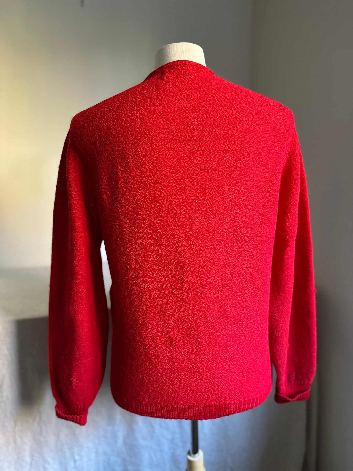 Classic Deep Red Button Up Golf Cardigan