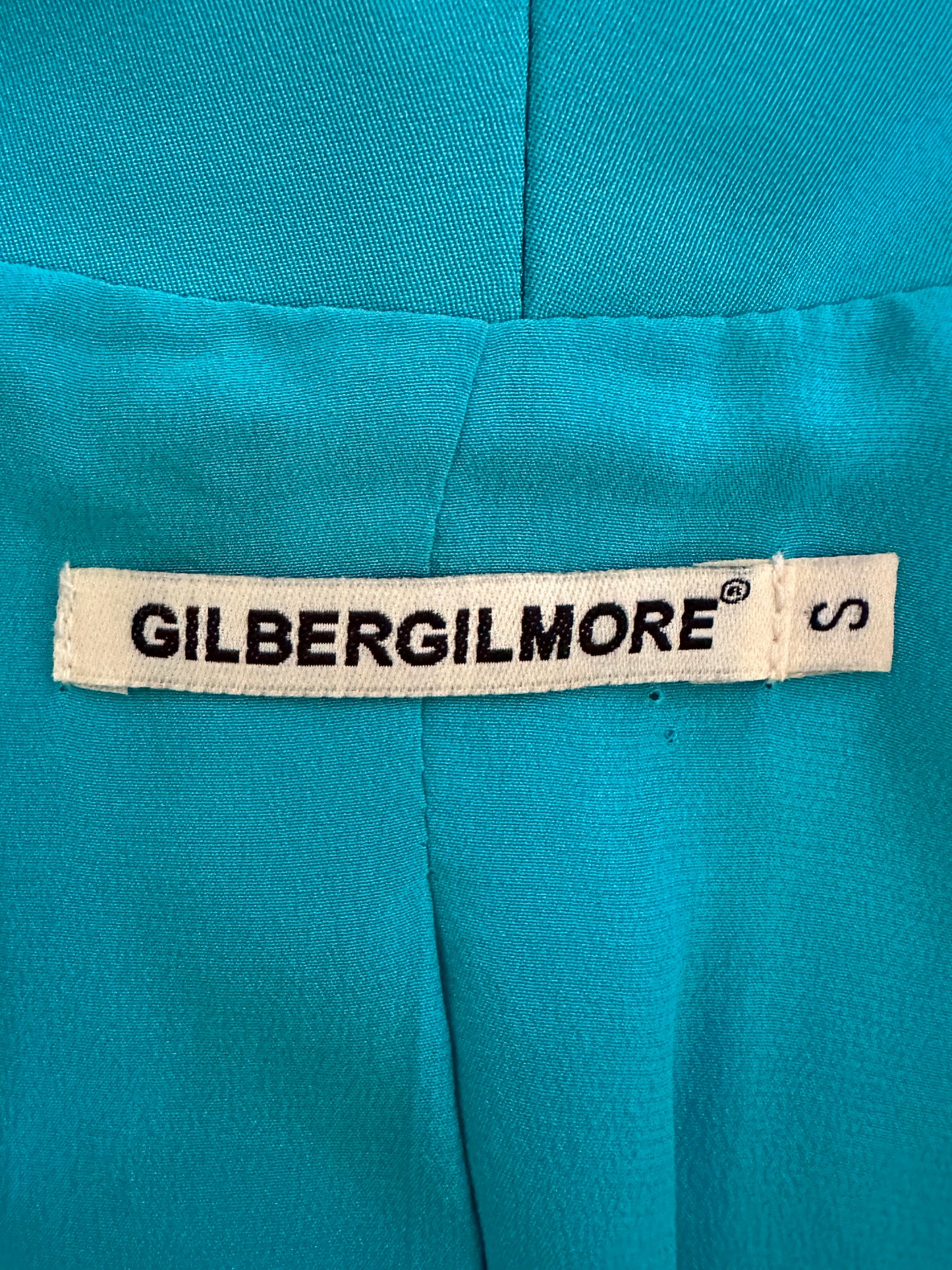 Gilber Gilmore Turquoise Silk One-Button Jacket