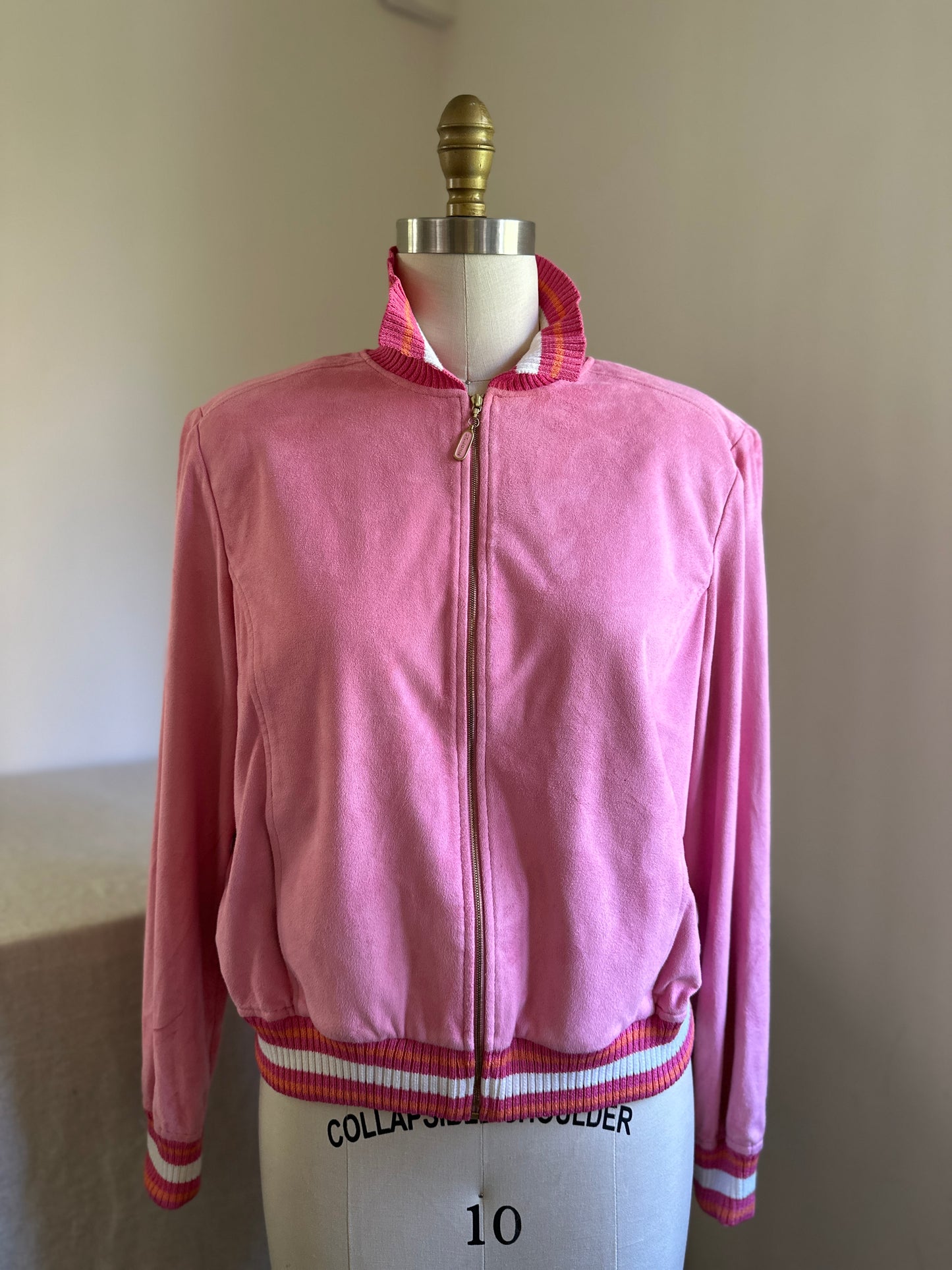 St. Johns Sport Pink Faux Suede Track Jacket