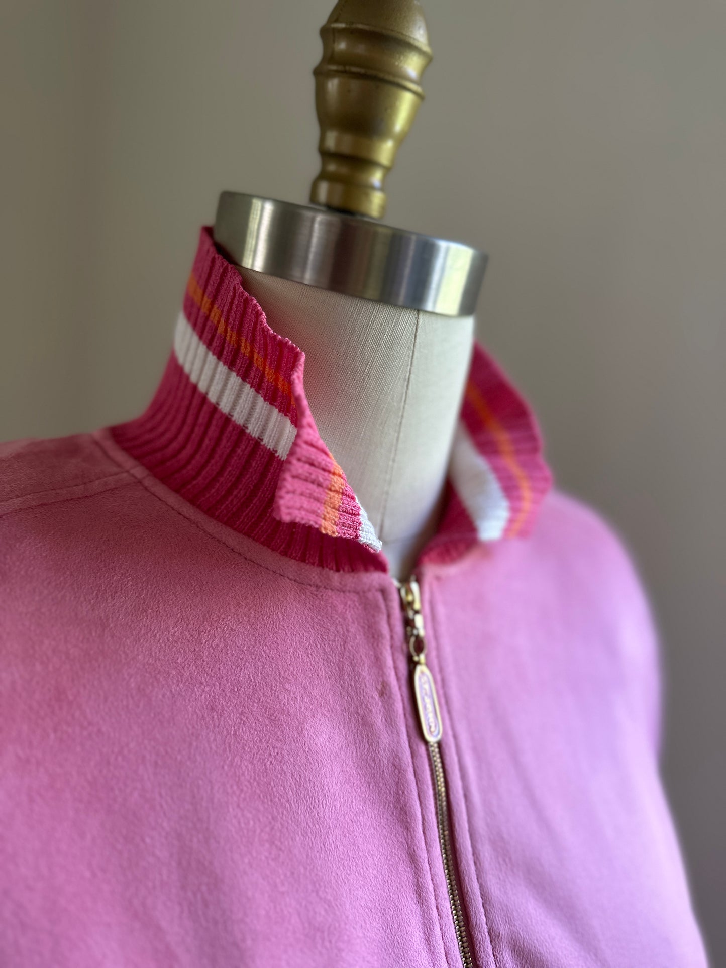 St. Johns Sport Pink Faux Suede Track Jacket
