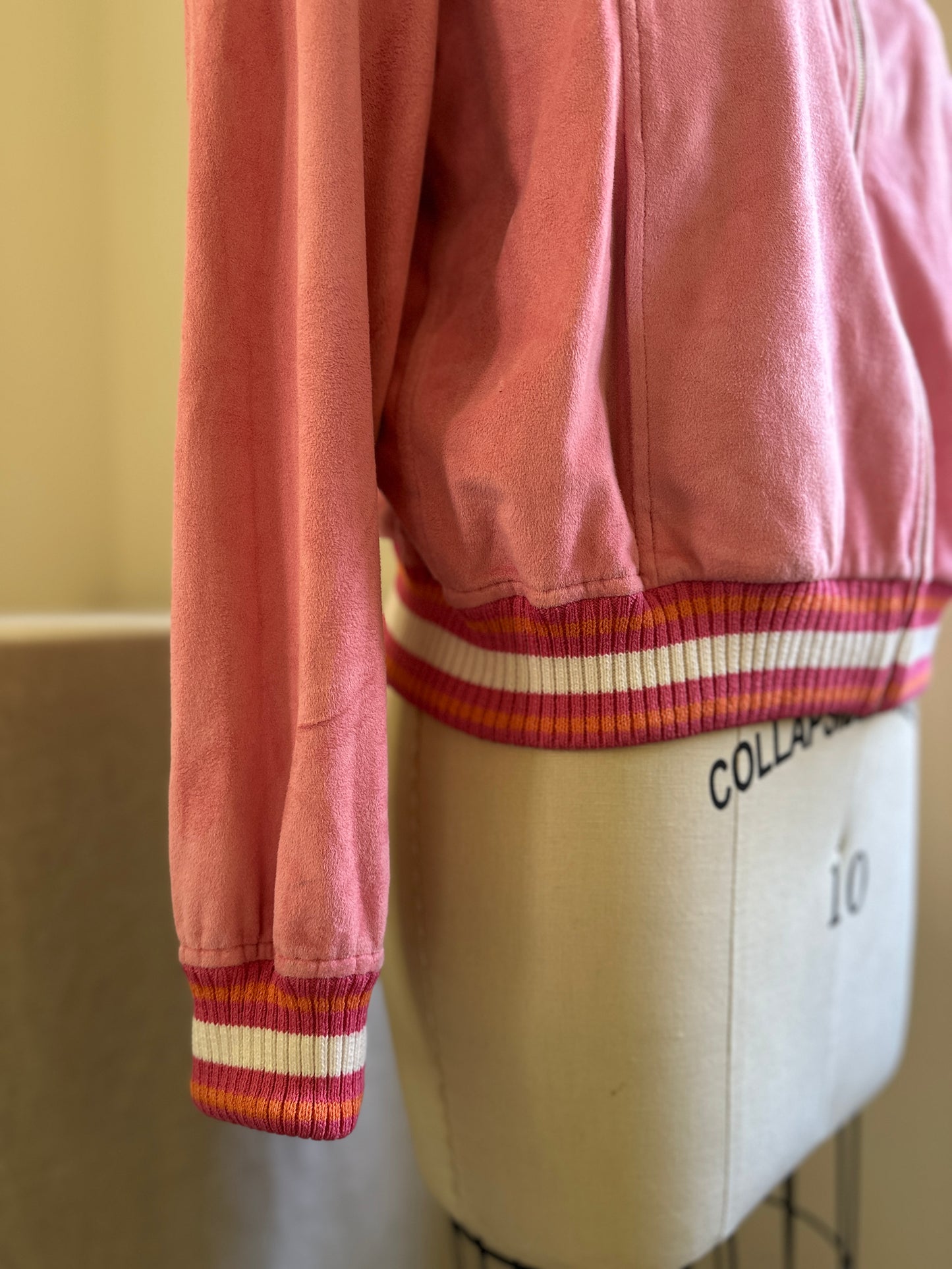 St. Johns Sport Pink Faux Suede Track Jacket