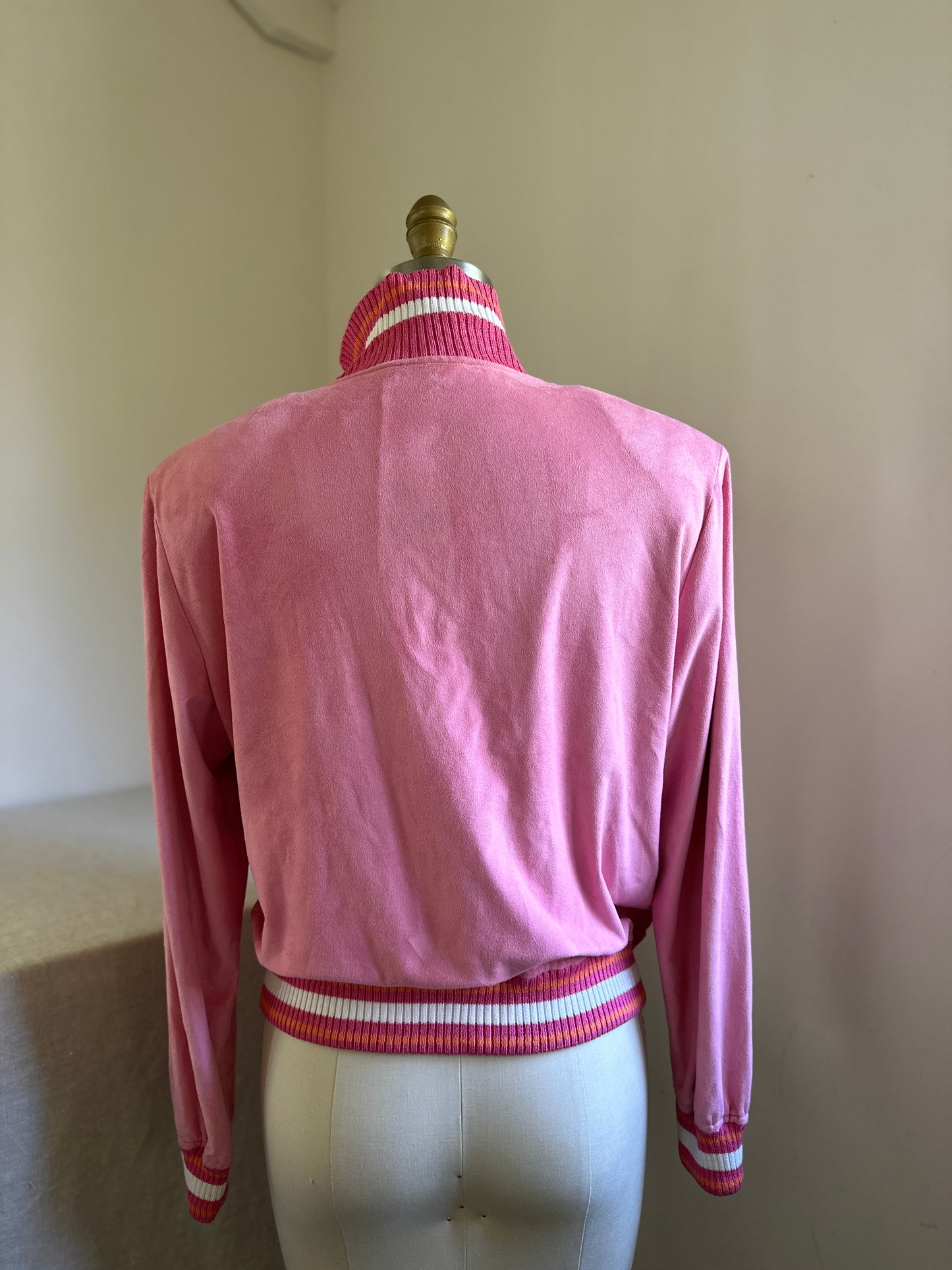 St. Johns Sport Pink Faux Suede Track Jacket