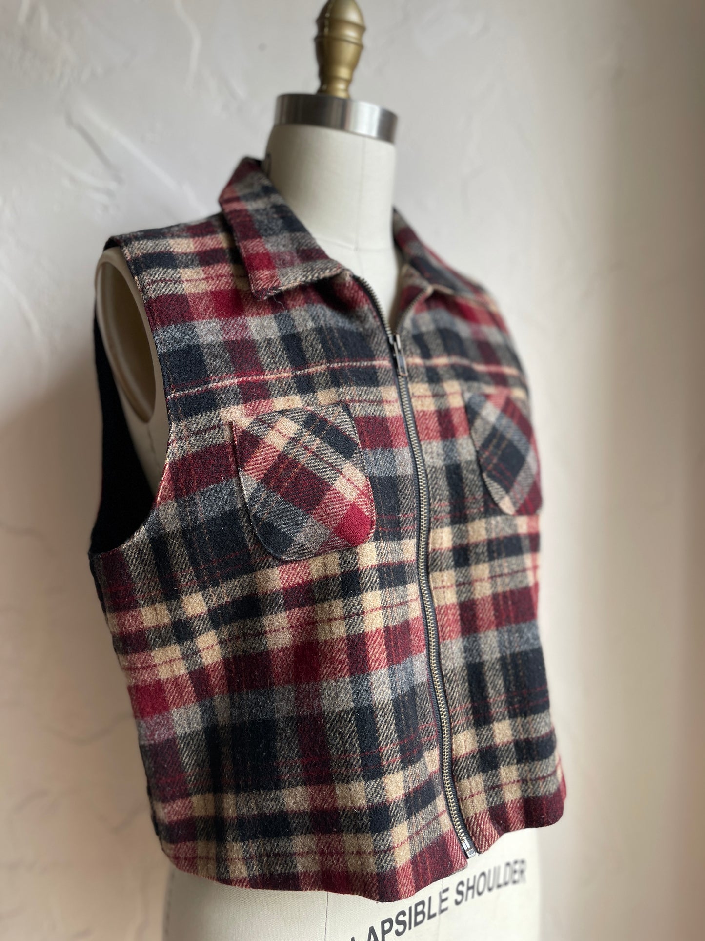 Woolrich Wool Plaid Zip-Up Vest