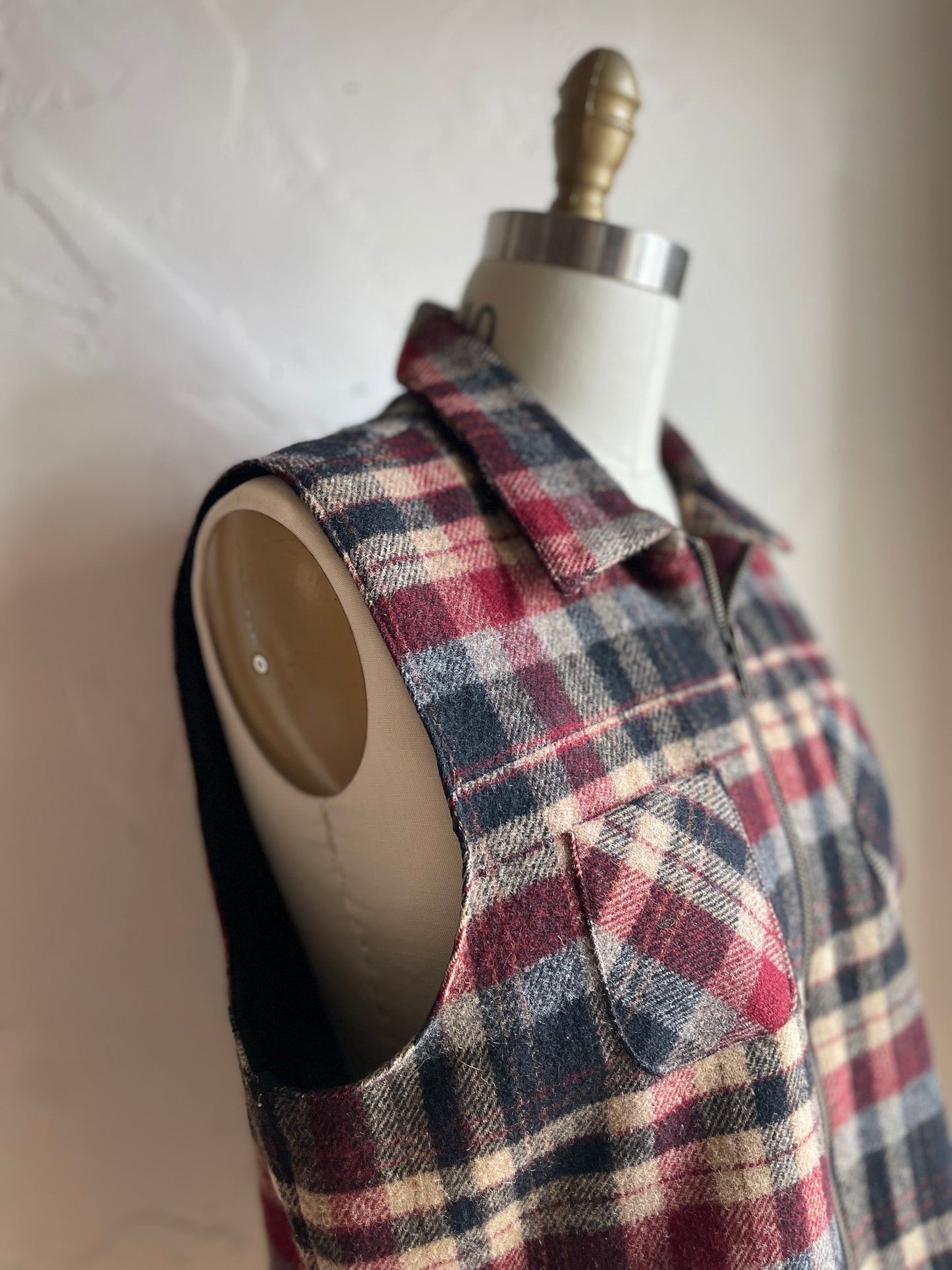 Woolrich Wool Plaid Zip-Up Vest