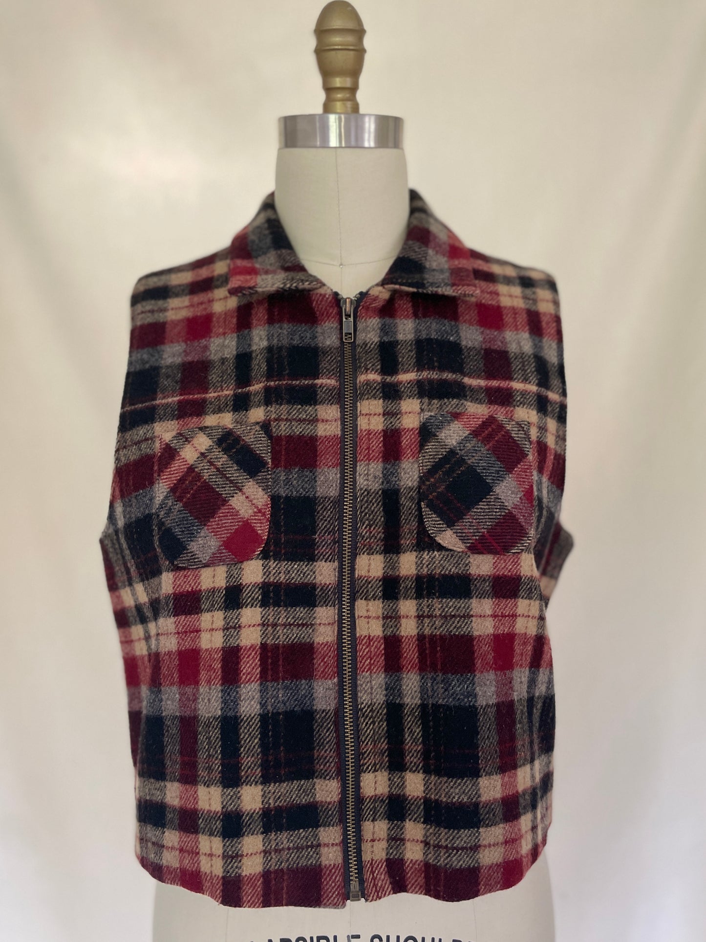 Woolrich Wool Plaid Zip-Up Vest