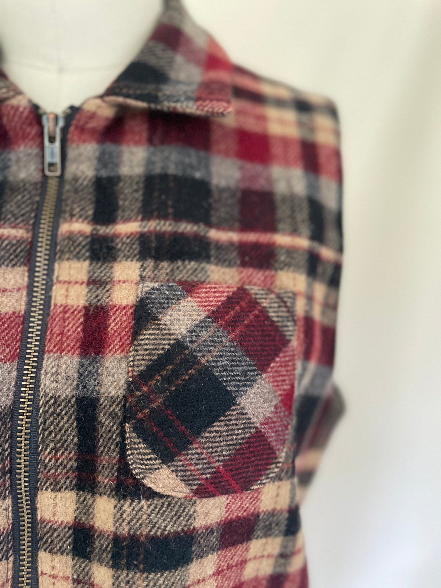 Woolrich Wool Plaid Zip-Up Vest