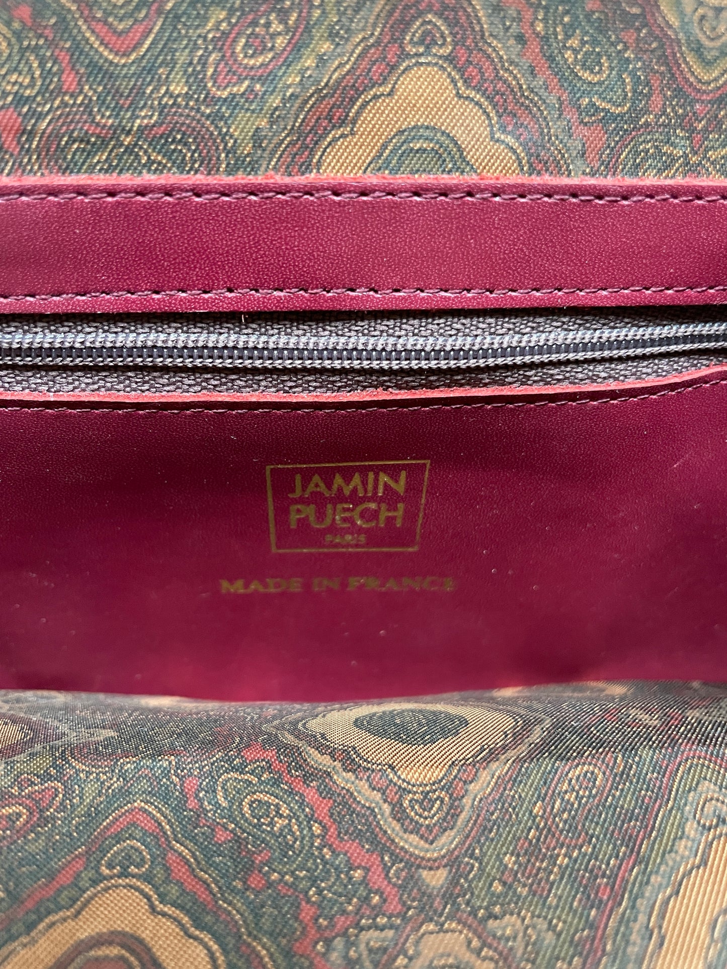 Maroon Leather Hide Plaid Handbag