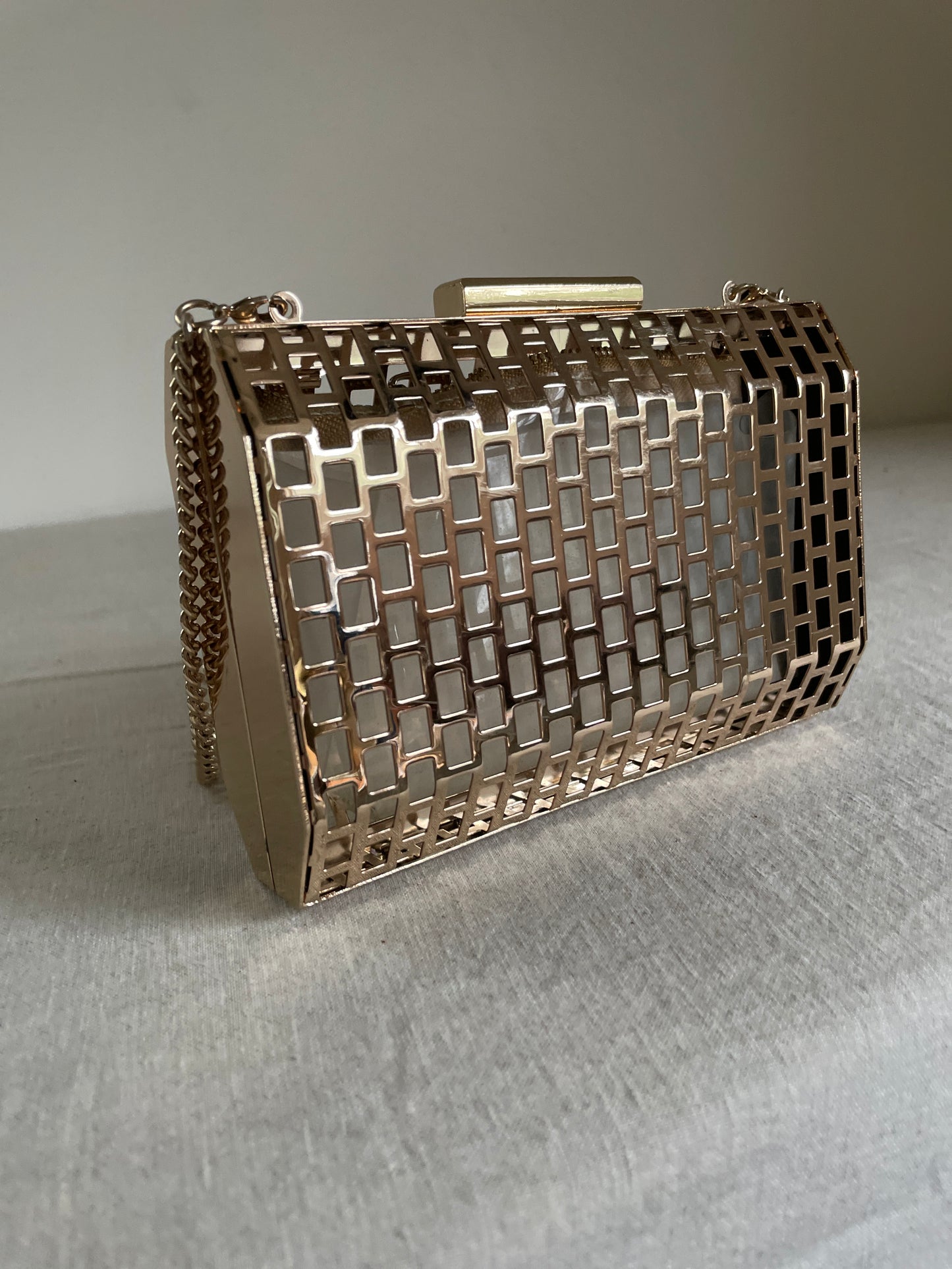 Gold Metal Geometric Purse