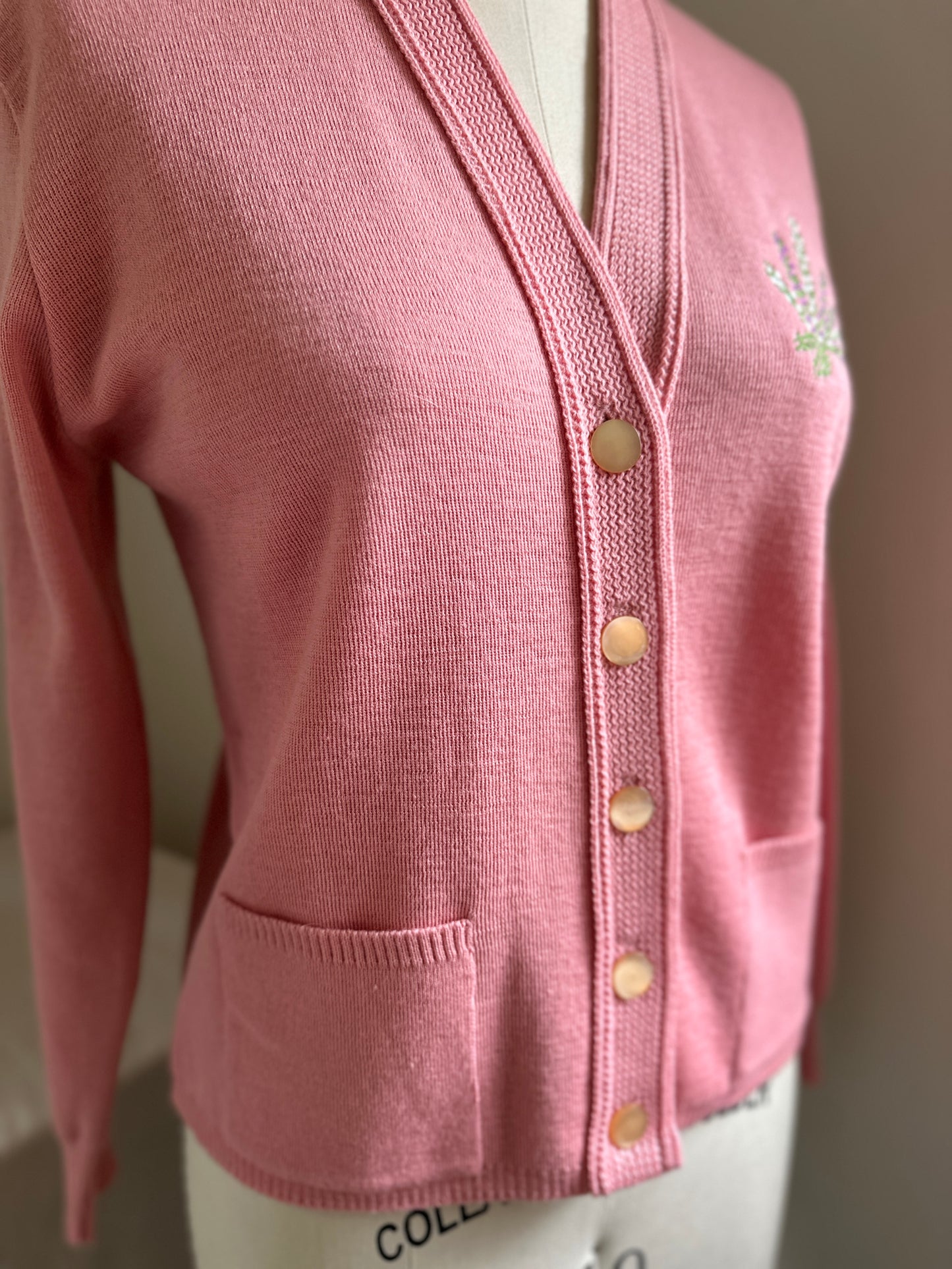Balmoral Sweet Pink Cardigan Sweater with Flowers