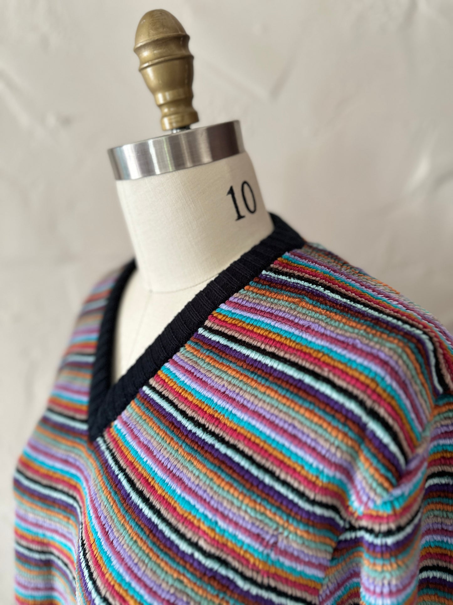 Chenille Strtiped V-Neck Sweater