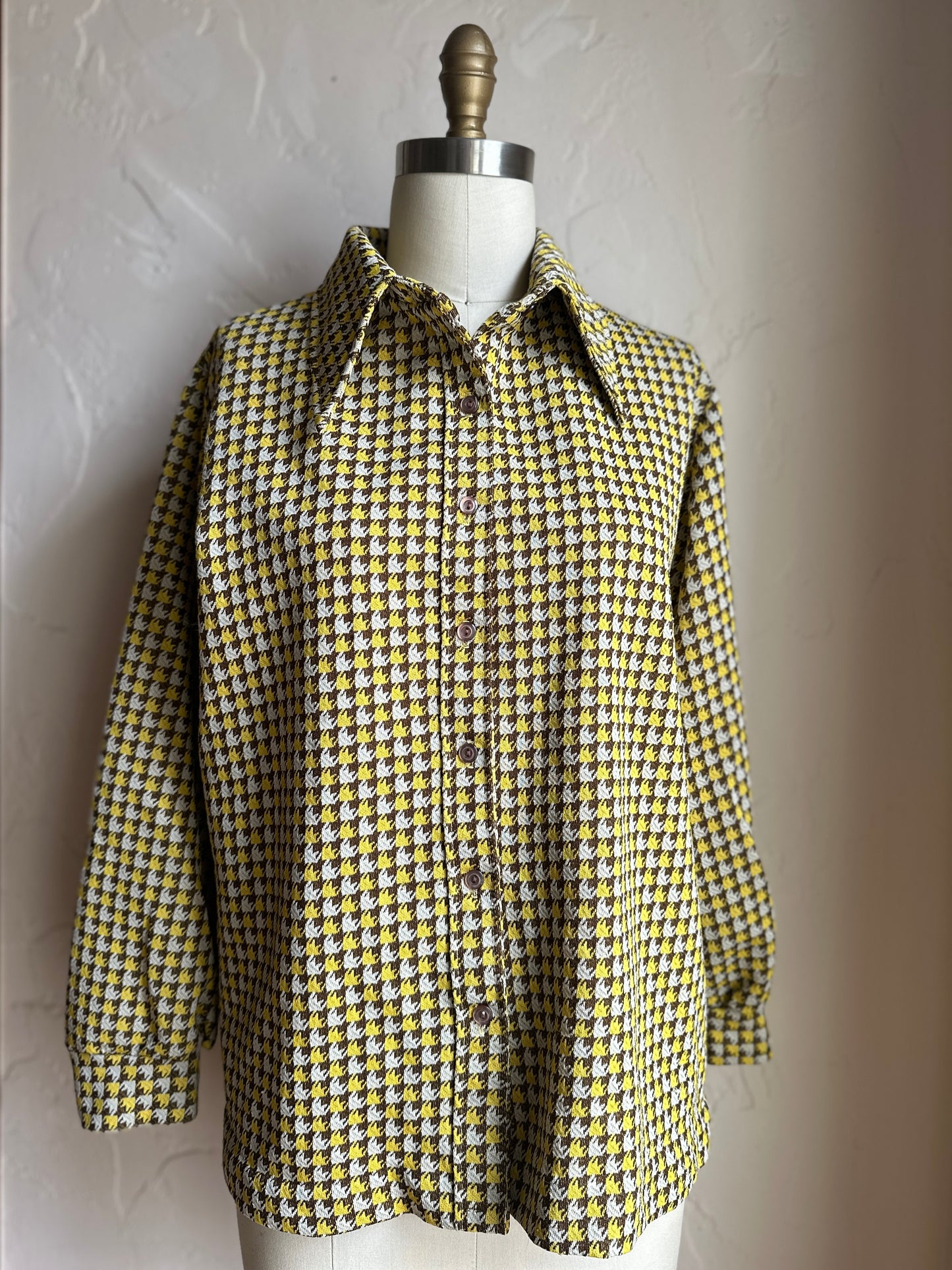 Lady Jane Colby Yellow Houndstooth Blouse