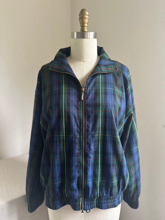 Darlyn Blue Plaid Zip Up Jacket
