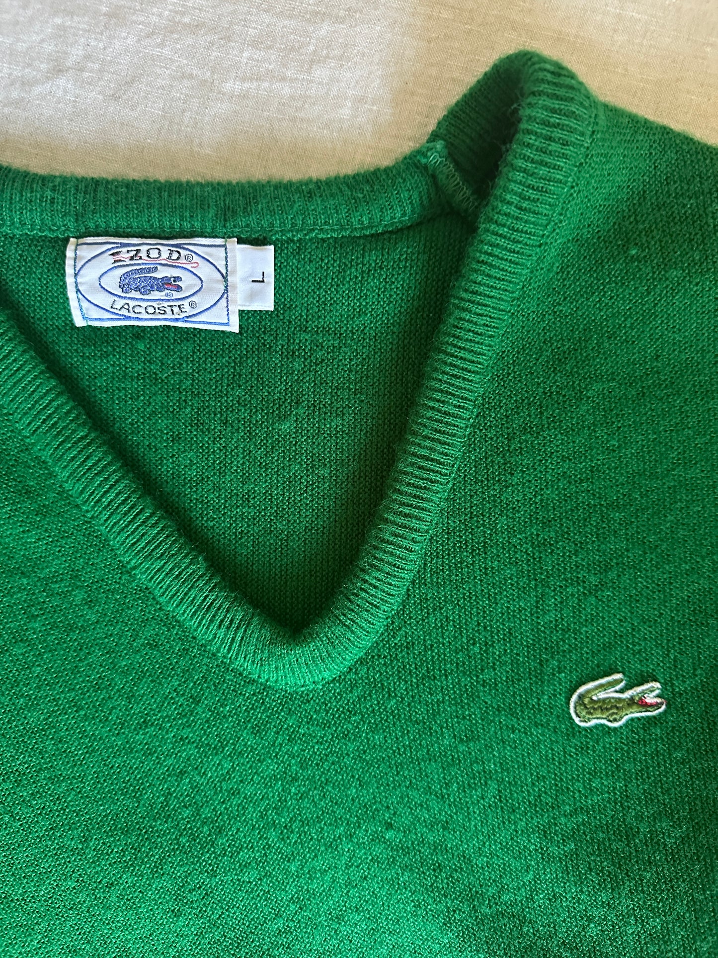 Izod Lacoste Apple Green V-Neck Sweater