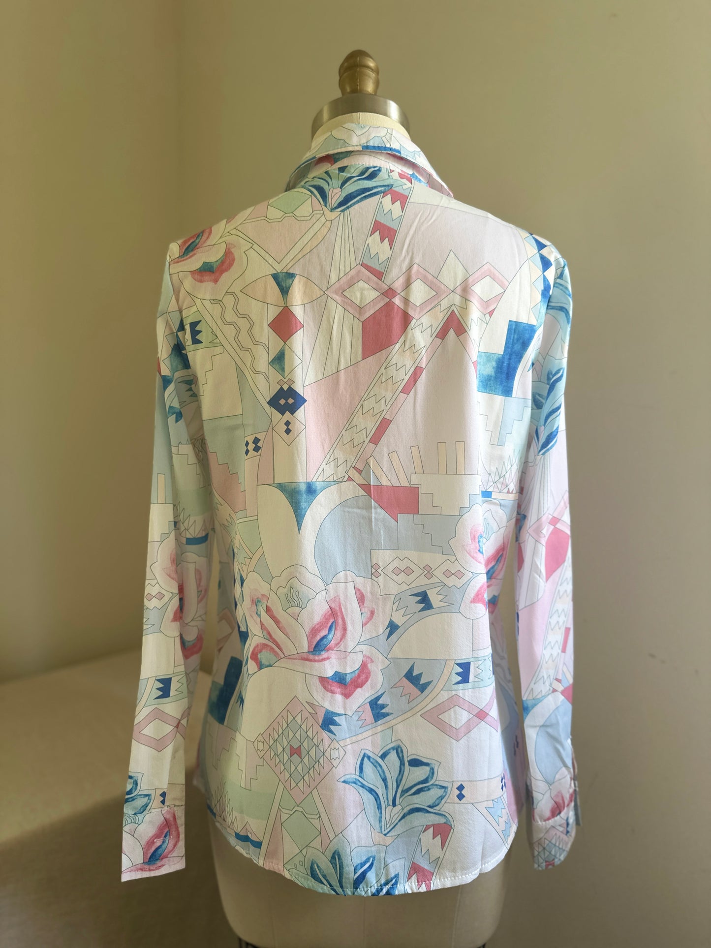 Pastel Geometric Long Sleeve Dress Shirt