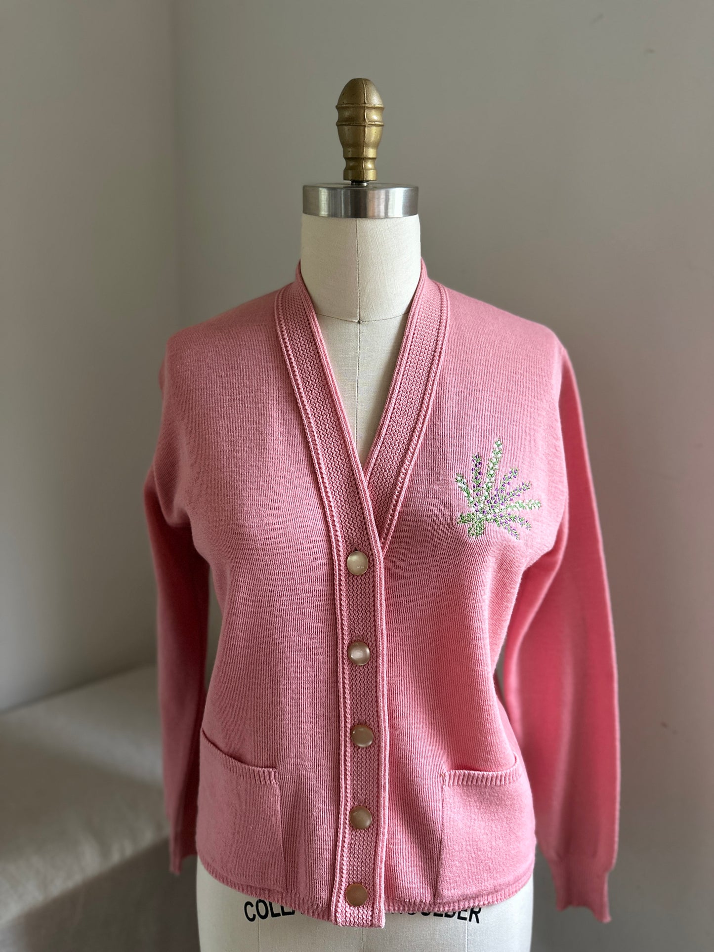 Balmoral Sweet Pink Cardigan Sweater with Flowers