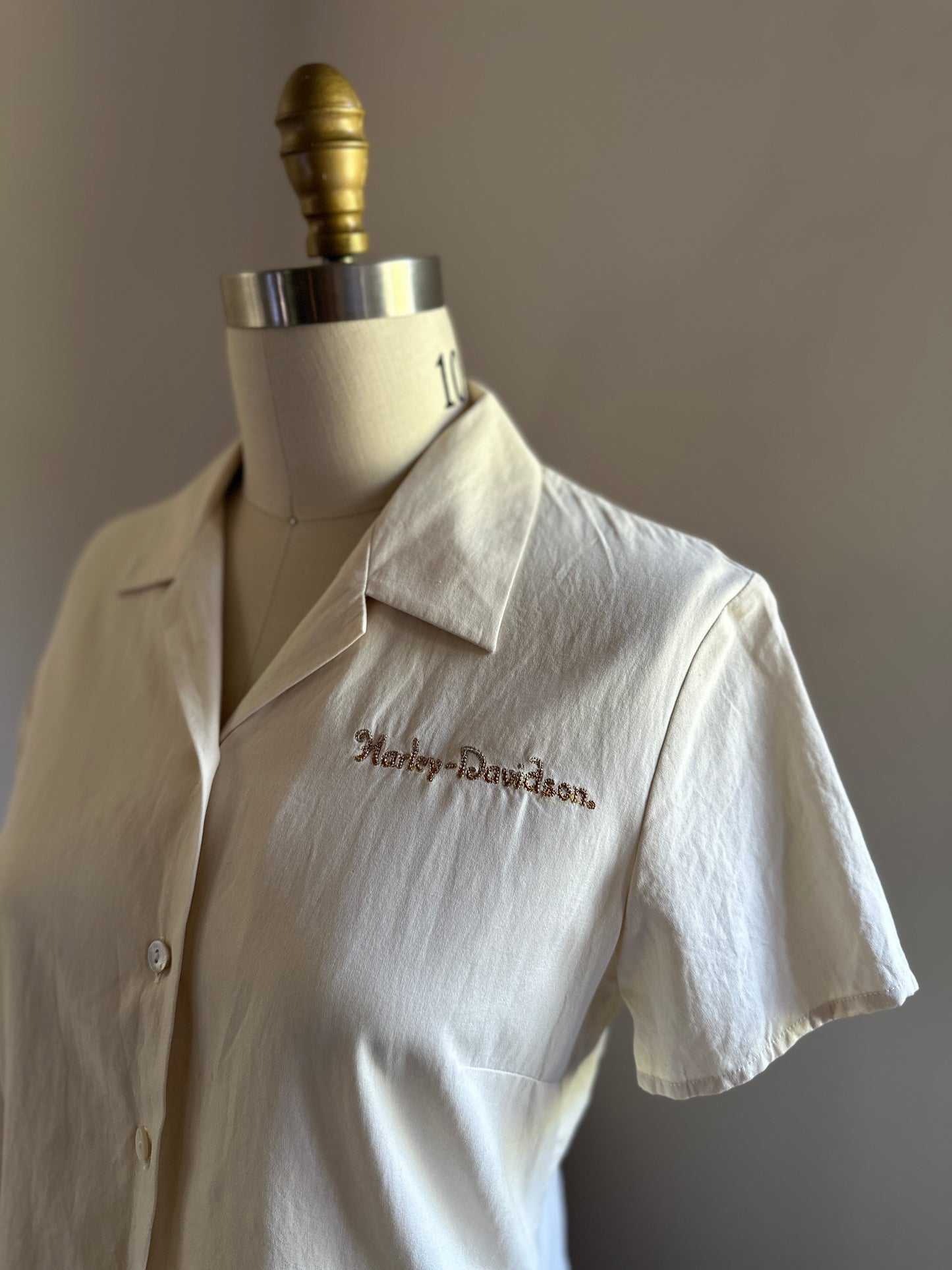 Sexy Santa Harley Davidson Cream Silk Shirt