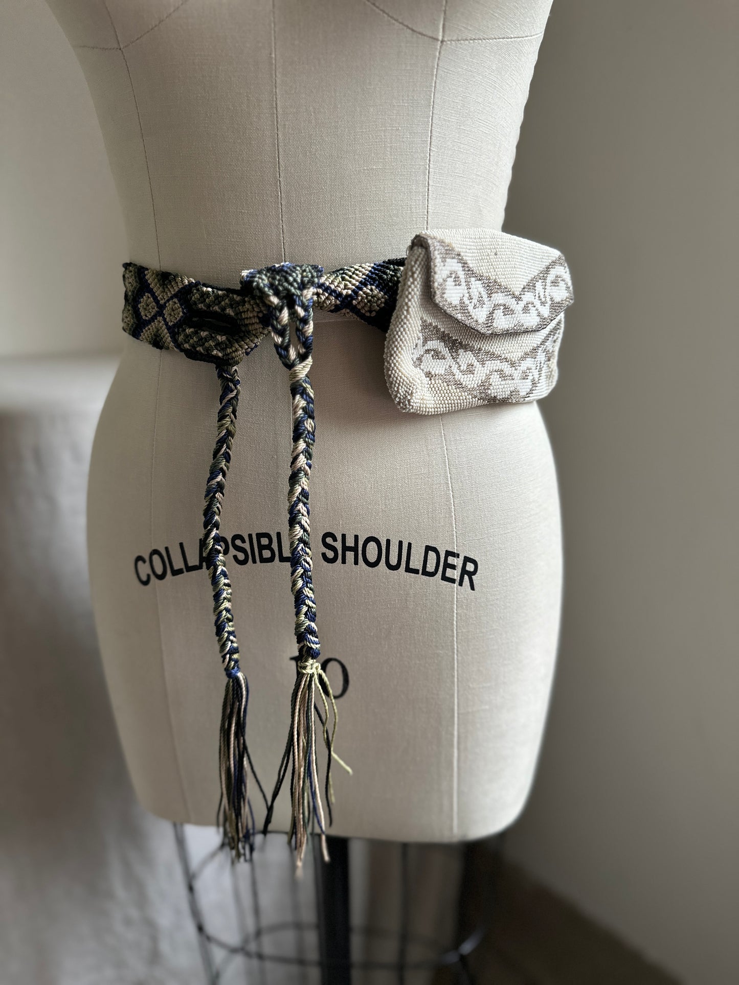 Cream Beaded Belt Bag