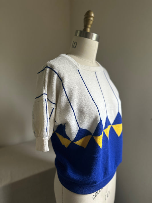 Okene St. John Short Sleeve Geometric Sweater