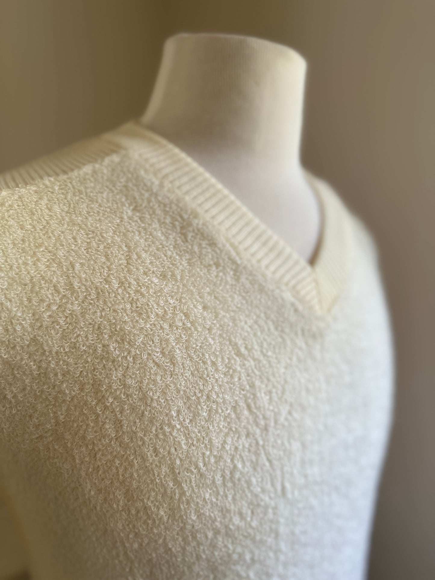Cream V-Neck Acrylic Sweater