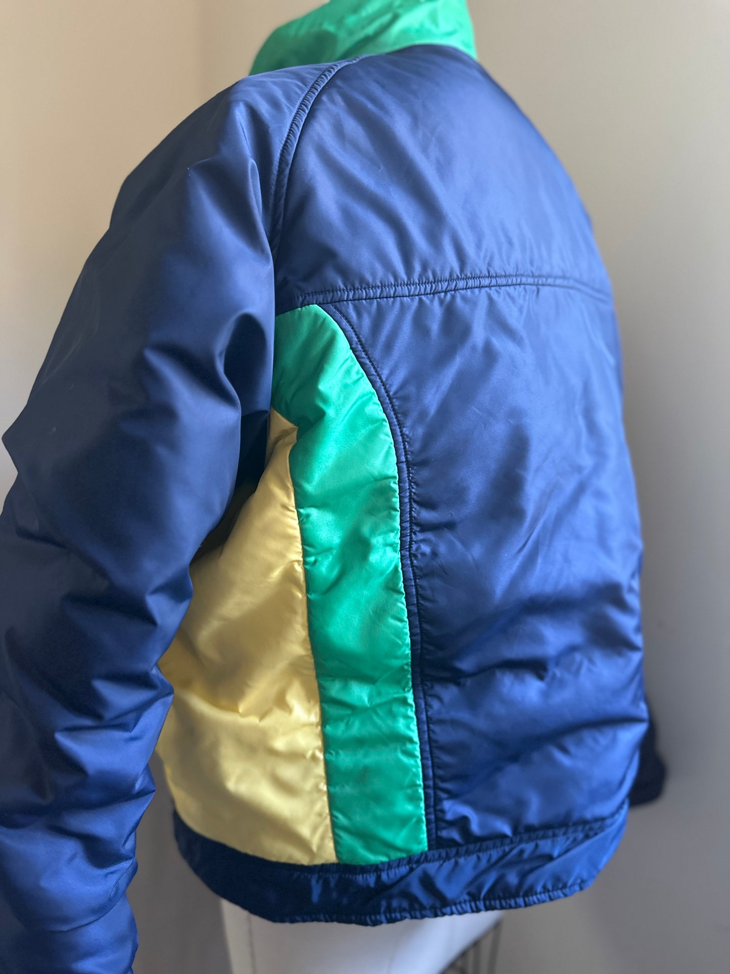 Alpine Designs Navy Blue with Green/Yellow Goose Down Ski Jacket