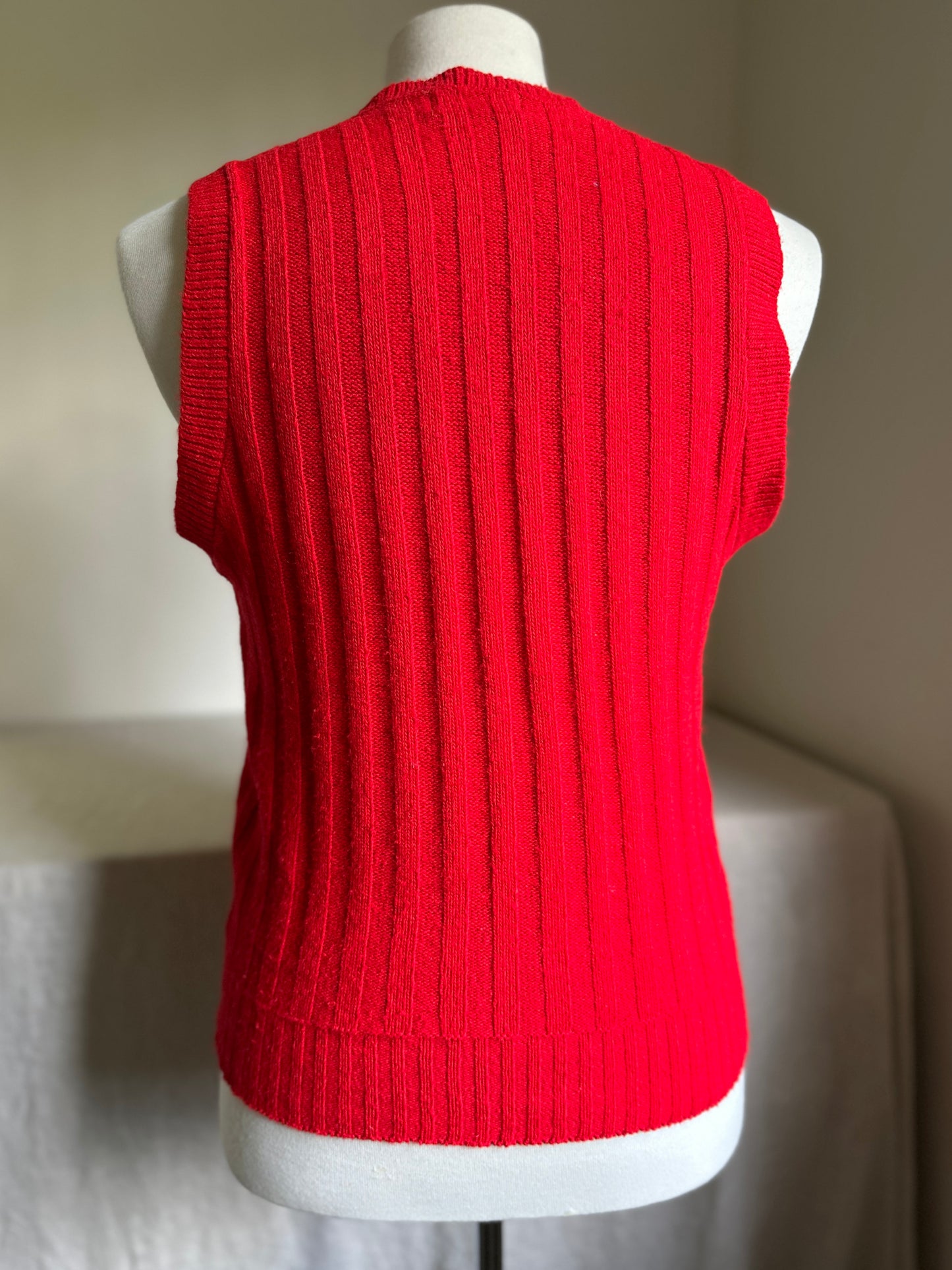 Sears Sportswear Poppin' Red Knit V- Neck Vest
