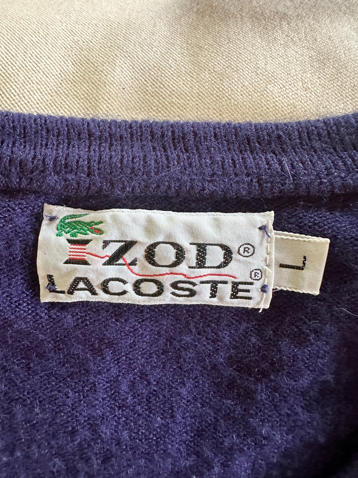 Navy Izod Lacoste V-Neck Sweater