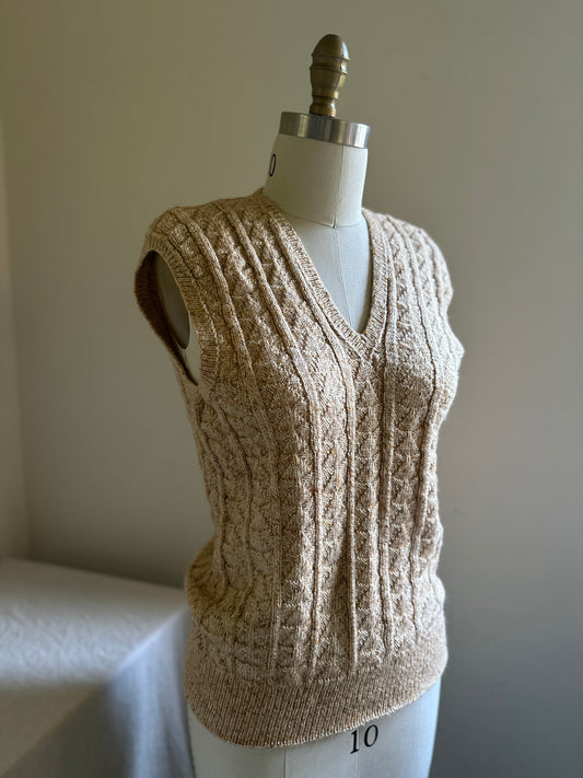 Caramel Colored V-Neck Sweater Vest