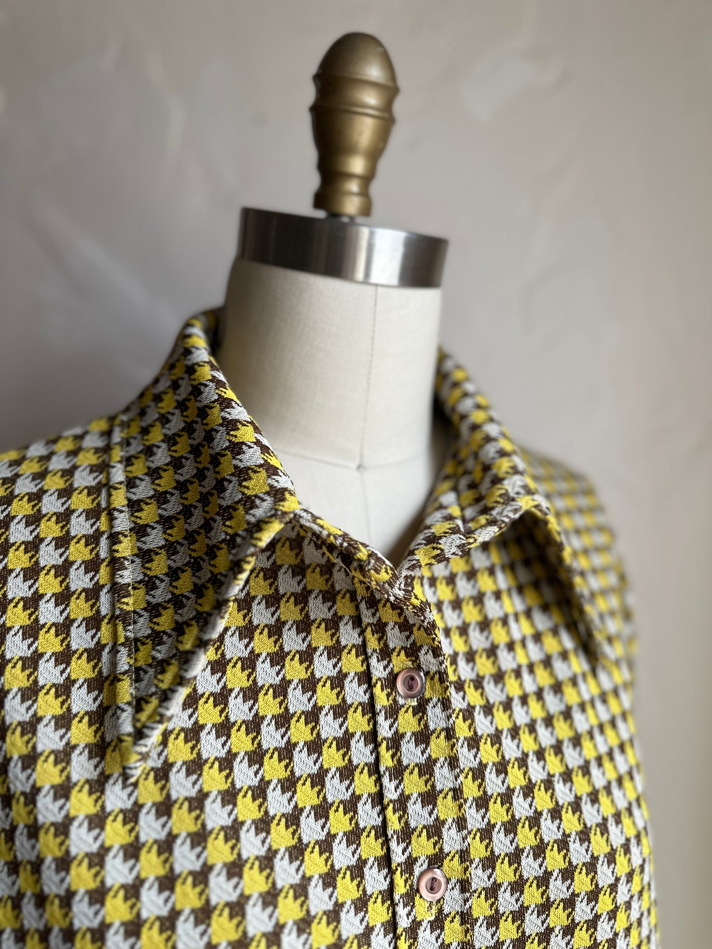 Lady Jane Colby Yellow Houndstooth Blouse